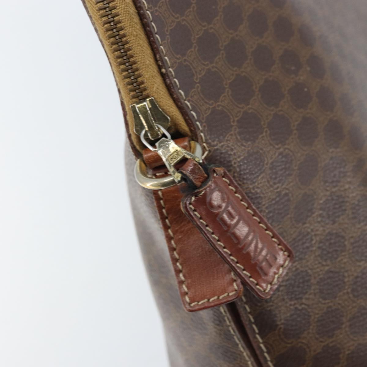 CELINE Macadam Canvas Hand Bag PVC Leather Brown Gold Auth ka3055