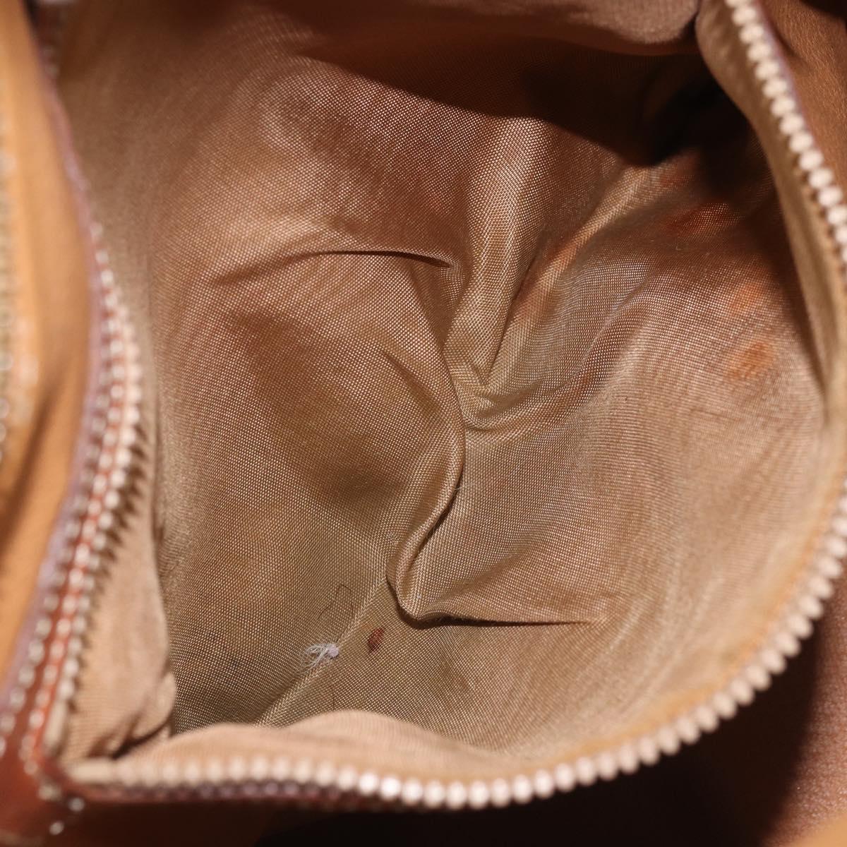 CELINE Macadam Canvas Hand Bag PVC Leather Brown Gold Auth ka3055