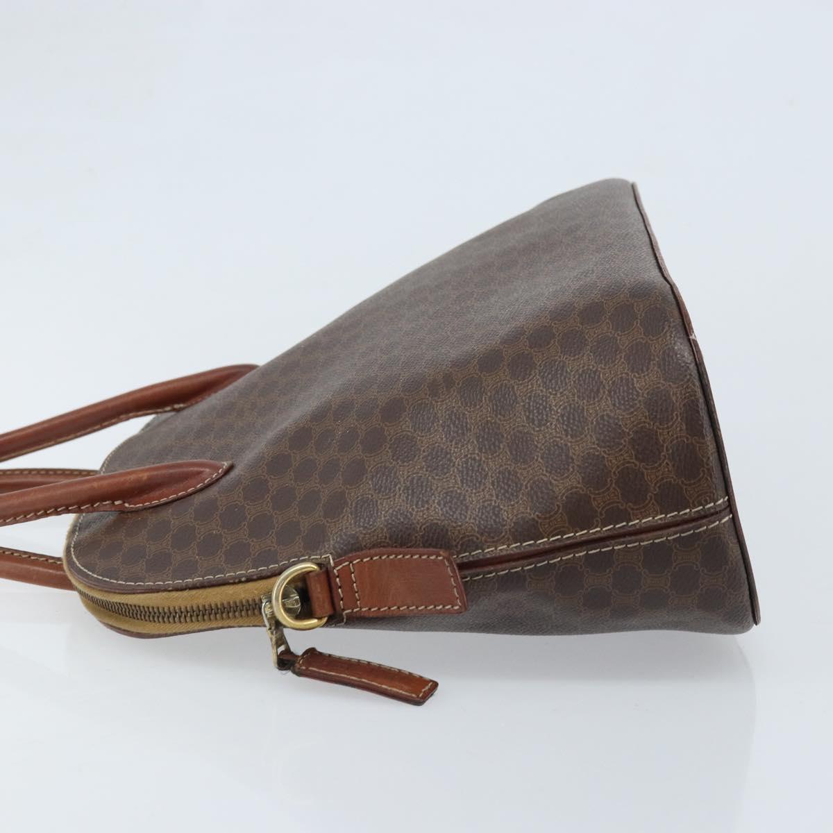 CELINE Macadam Canvas Hand Bag PVC Leather Brown Gold Auth ka3055
