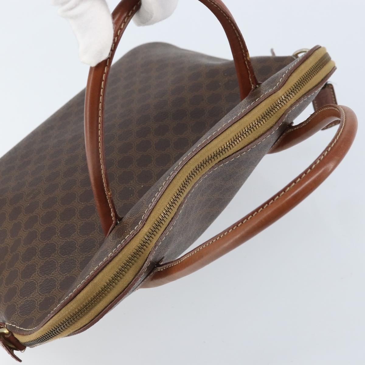 CELINE Macadam Canvas Hand Bag PVC Leather Brown Gold Auth ka3055