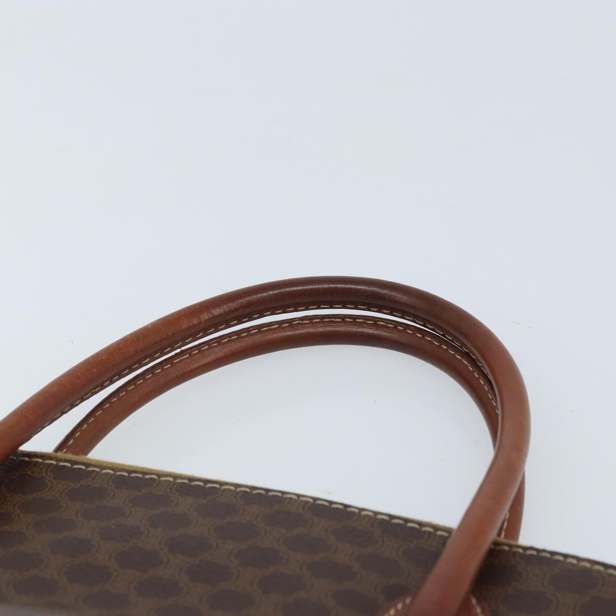 CELINE Macadam Canvas Hand Bag PVC Leather Brown Gold Auth ka3055