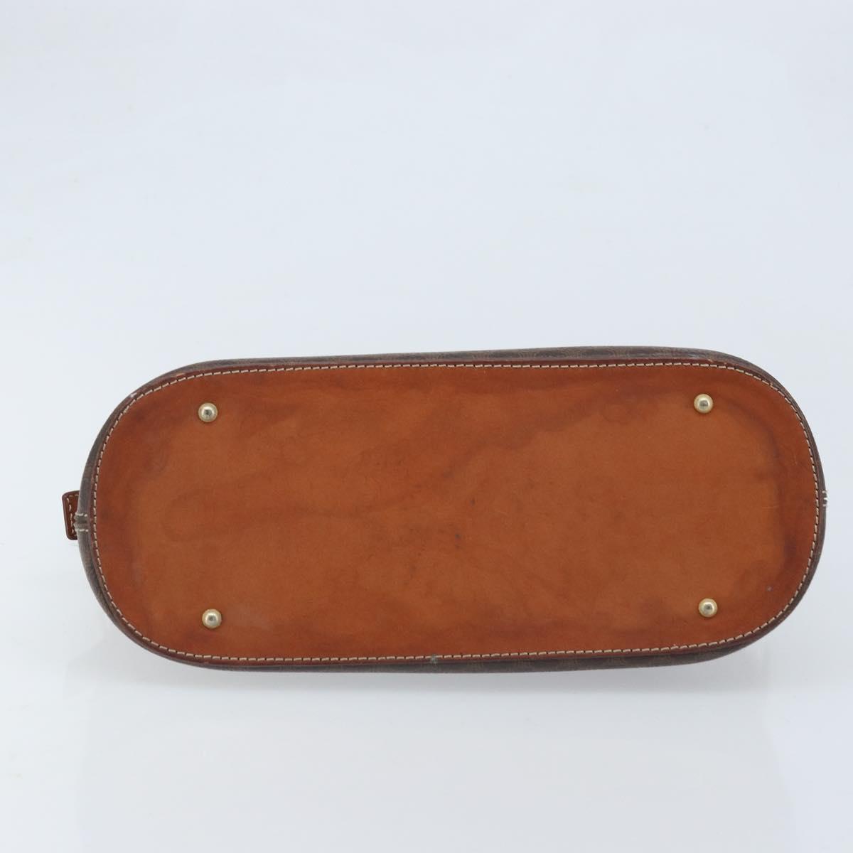CELINE Macadam Canvas Hand Bag PVC Leather Brown Gold Auth ka3055