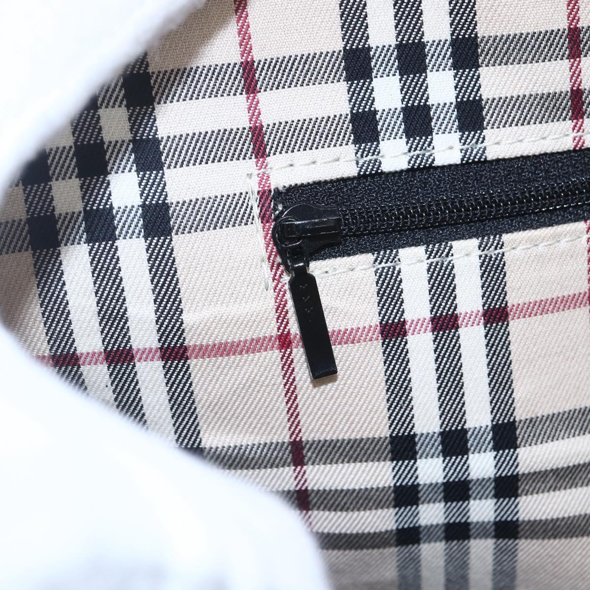 BURBERRY Hand Bag Leather Black Silver Auth ka306