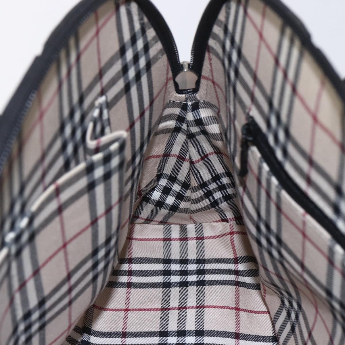 BURBERRY Hand Bag Leather Black Silver Auth ka306