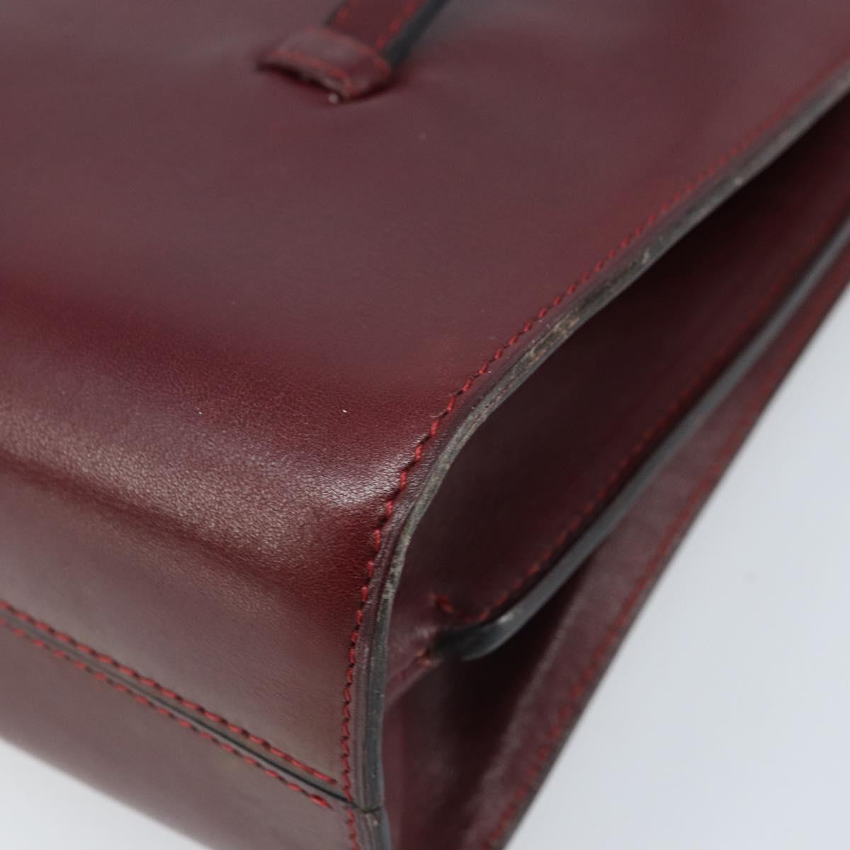 Christian Dior Hand Bag Leather Red Gold Auth ka3061