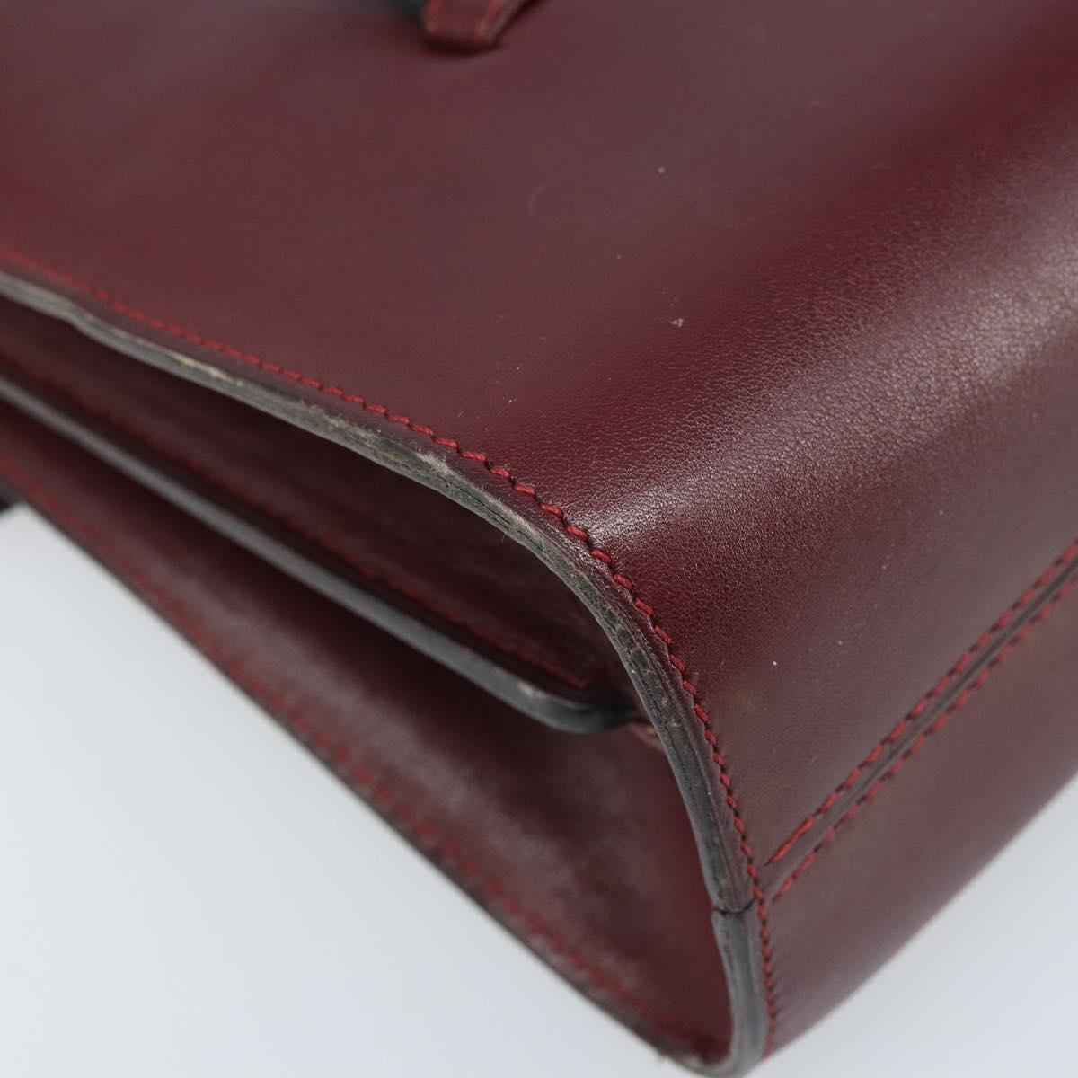 Christian Dior Hand Bag Leather Red Gold Auth ka3061