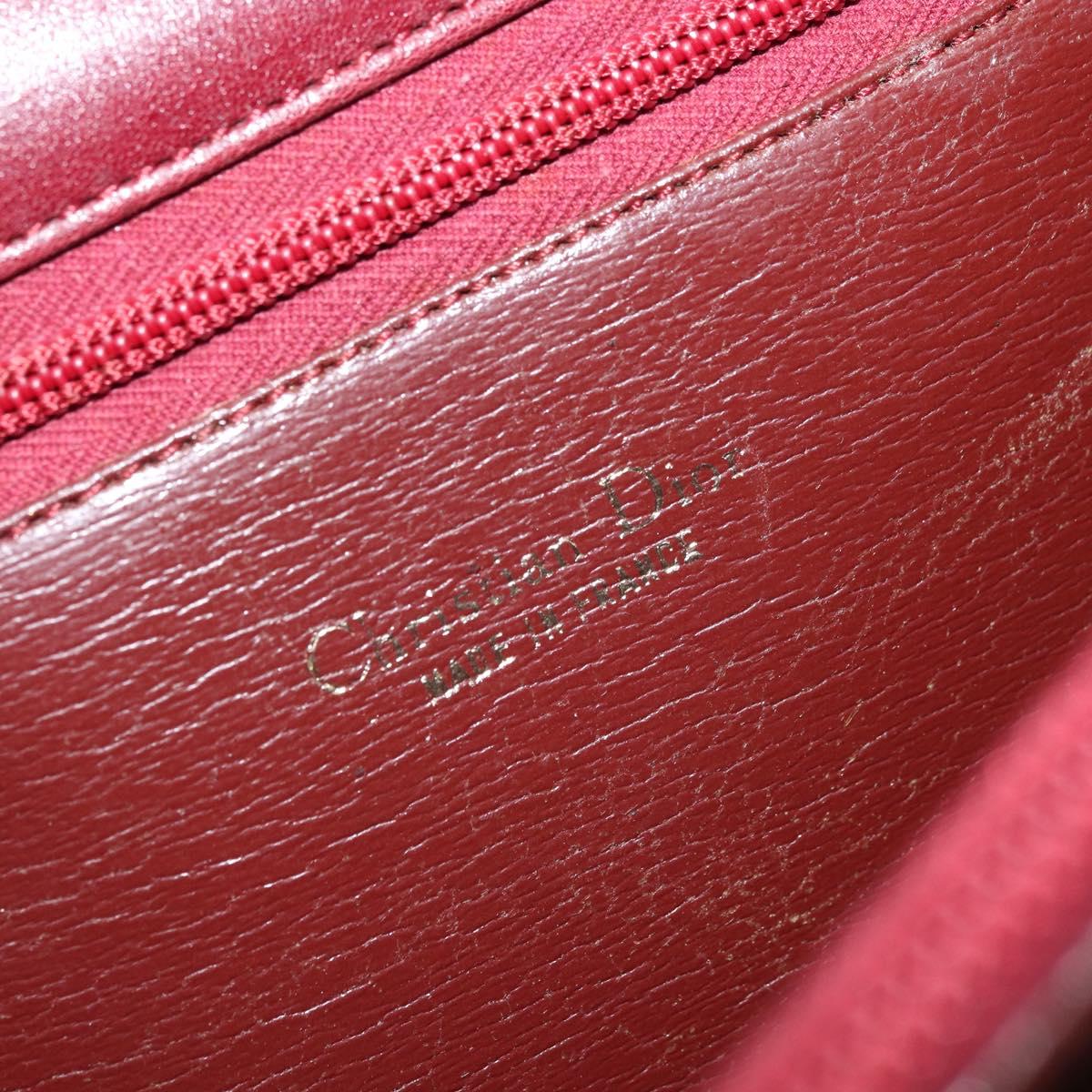 Christian Dior Hand Bag Leather Red Gold Auth ka3061