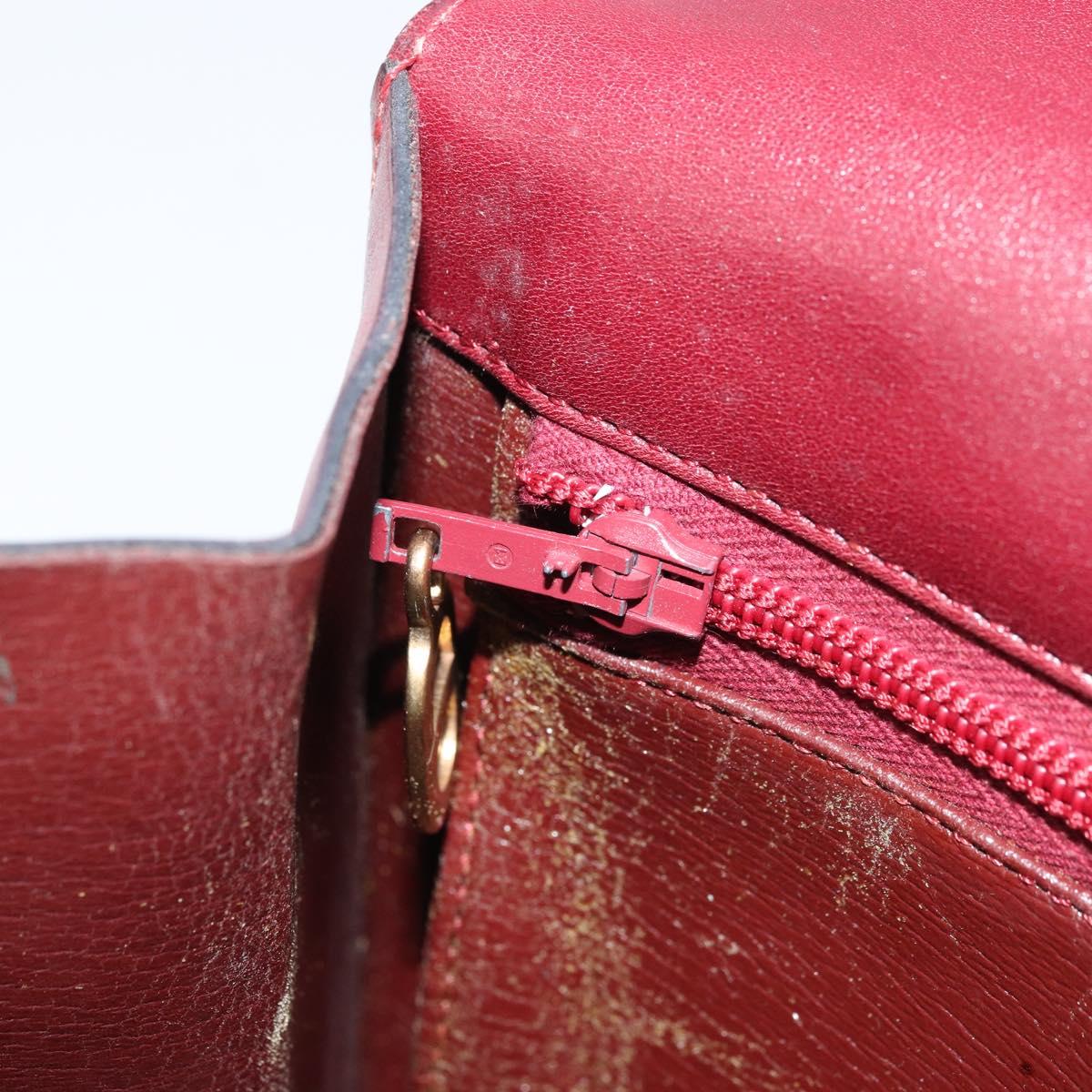 Christian Dior Hand Bag Leather Red Gold Auth ka3061