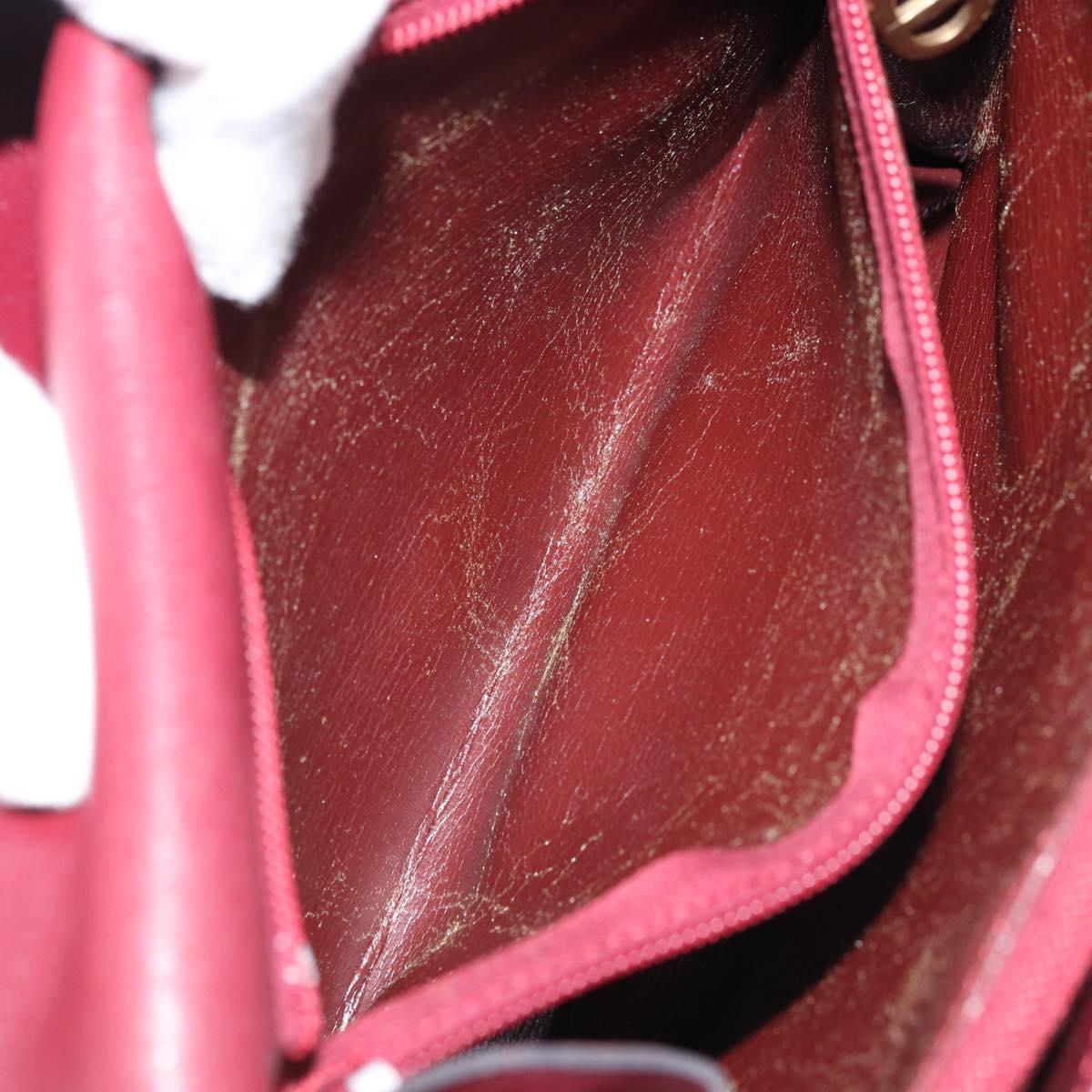 Christian Dior Hand Bag Leather Red Gold Auth ka3061