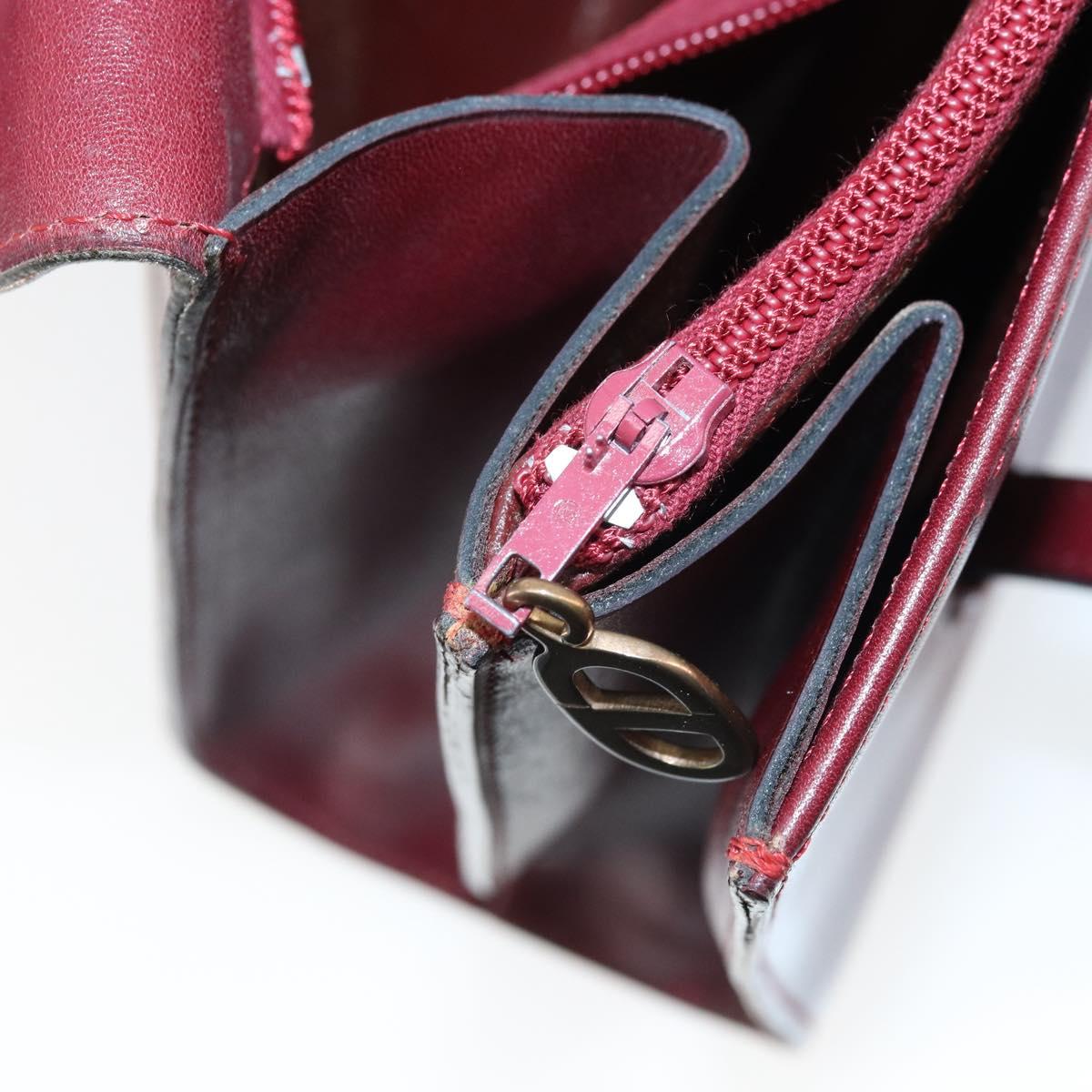Christian Dior Hand Bag Leather Red Gold Auth ka3061