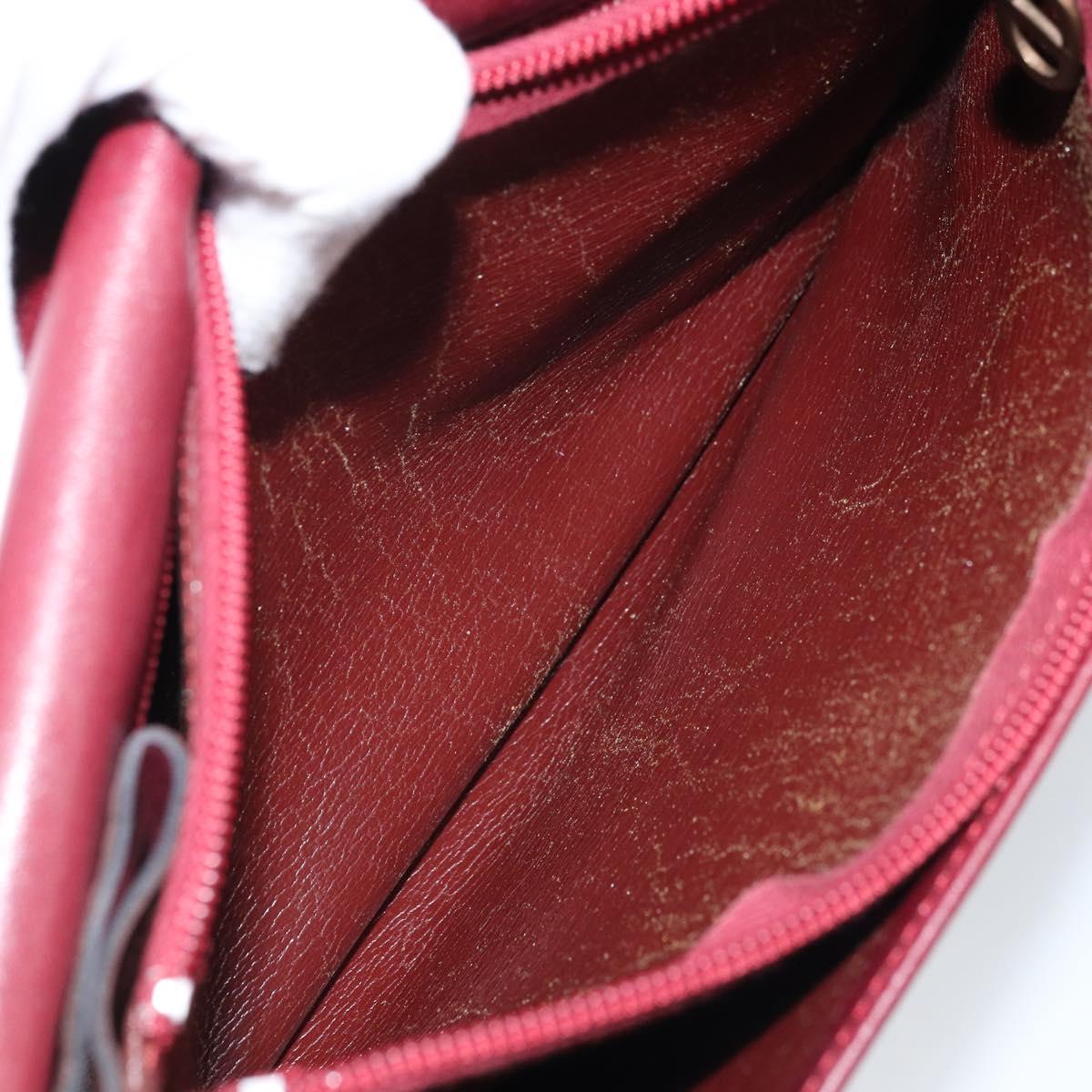 Christian Dior Hand Bag Leather Red Gold Auth ka3061