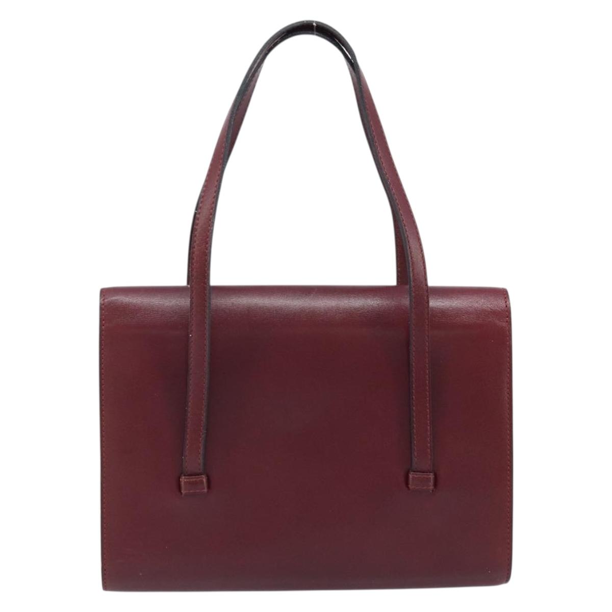 Christian Dior Hand Bag Leather Red Gold Auth ka3061