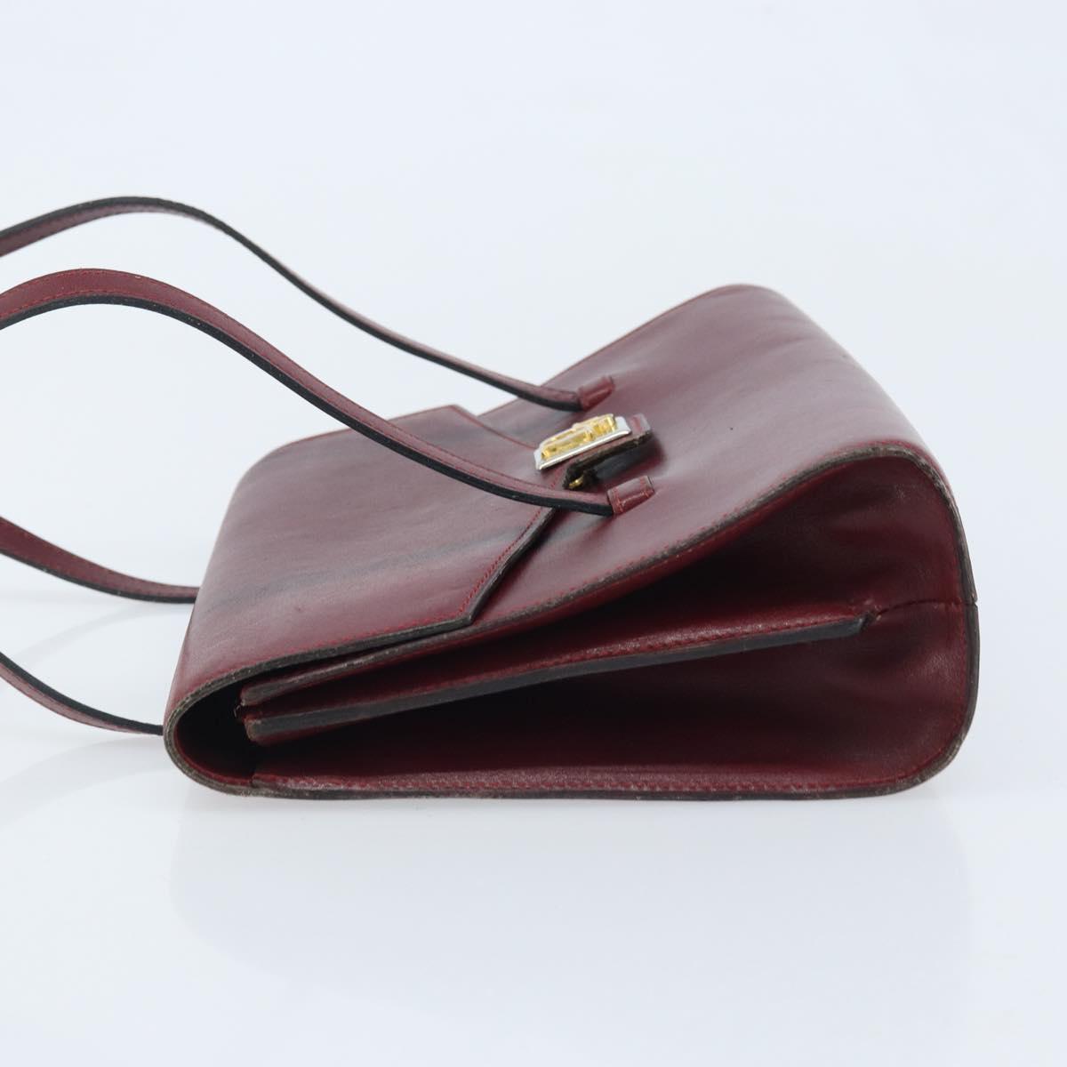 Christian Dior Hand Bag Leather Red Gold Auth ka3061