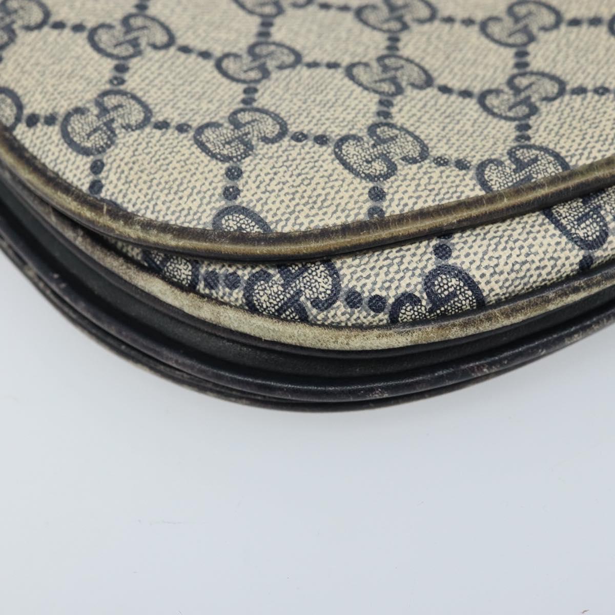 GUCCI GG Supreme Shoulder Bag PVC Navy Gold Auth ka3065