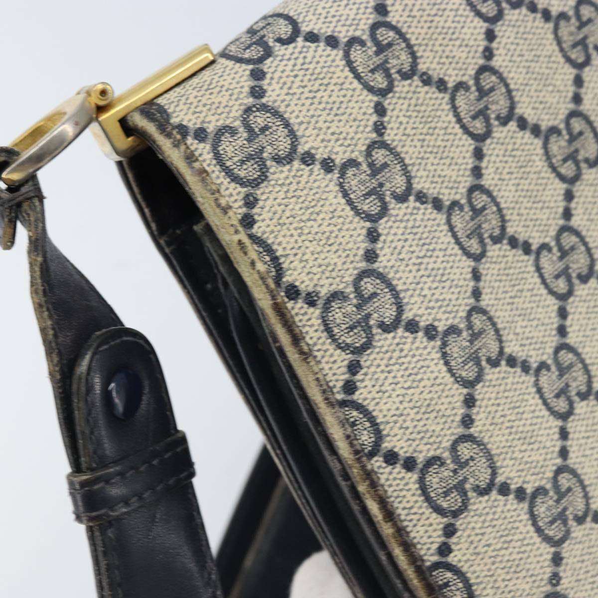 GUCCI GG Supreme Shoulder Bag PVC Navy Gold Auth ka3065