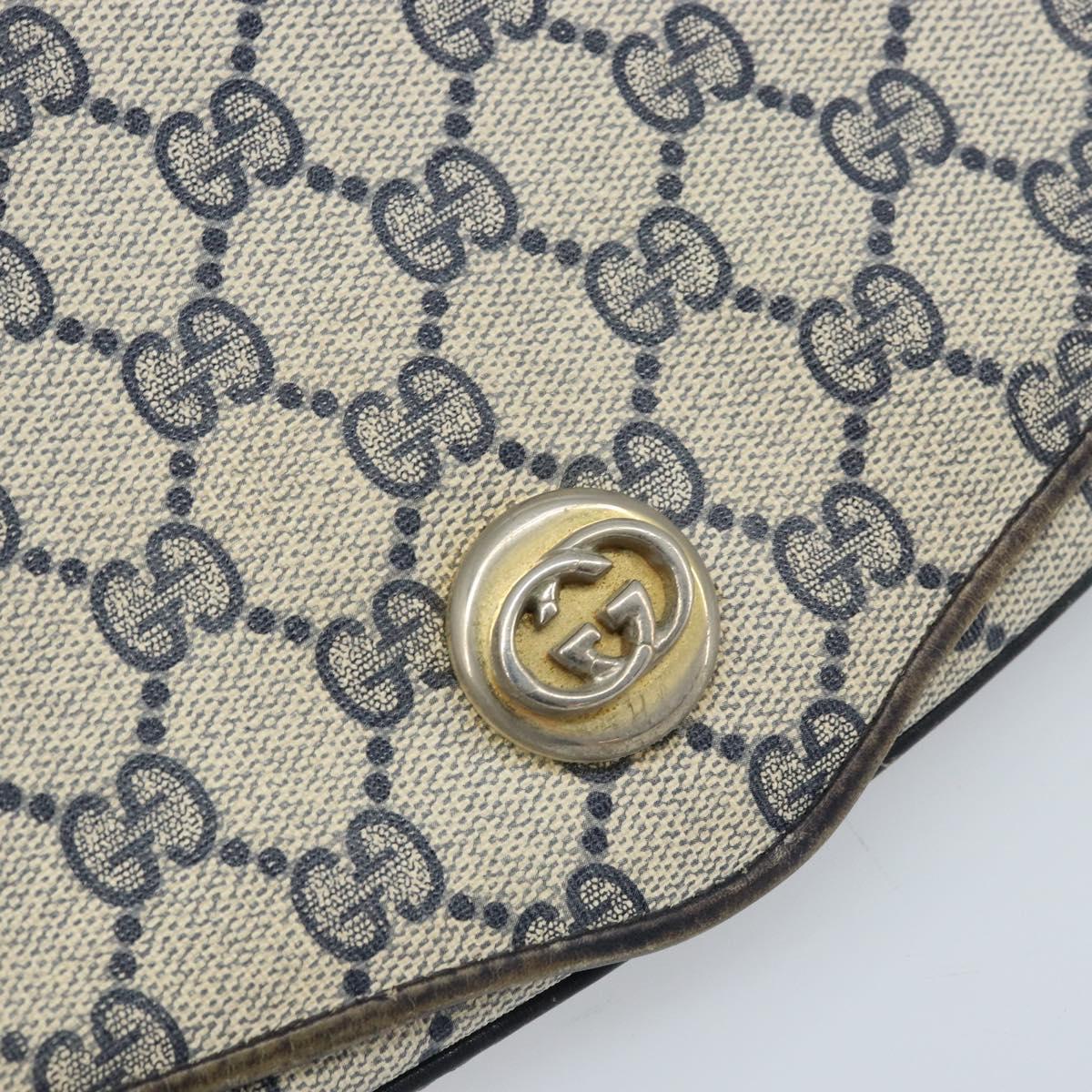 GUCCI GG Supreme Shoulder Bag PVC Navy Gold Auth ka3065
