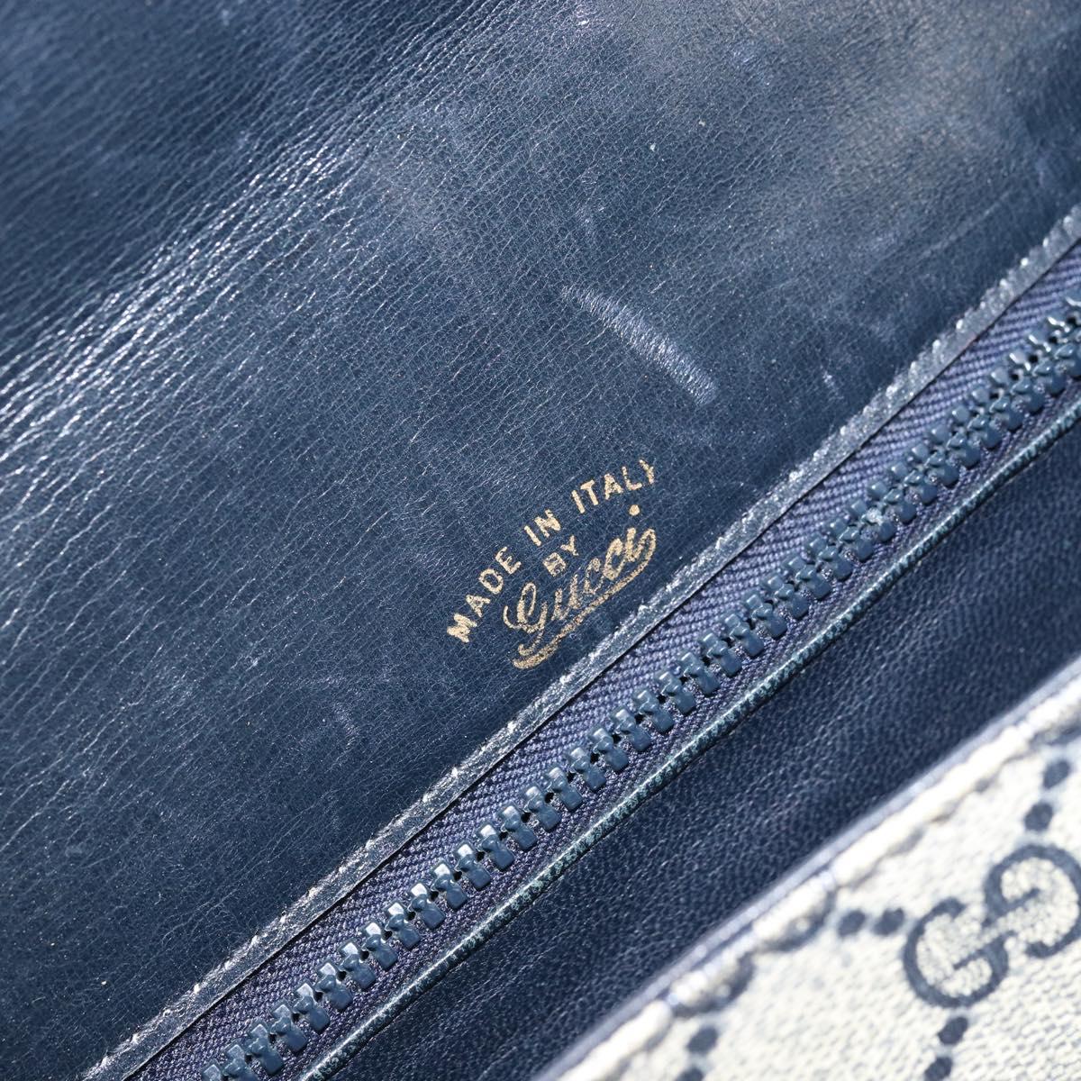 GUCCI GG Supreme Shoulder Bag PVC Navy Gold Auth ka3065