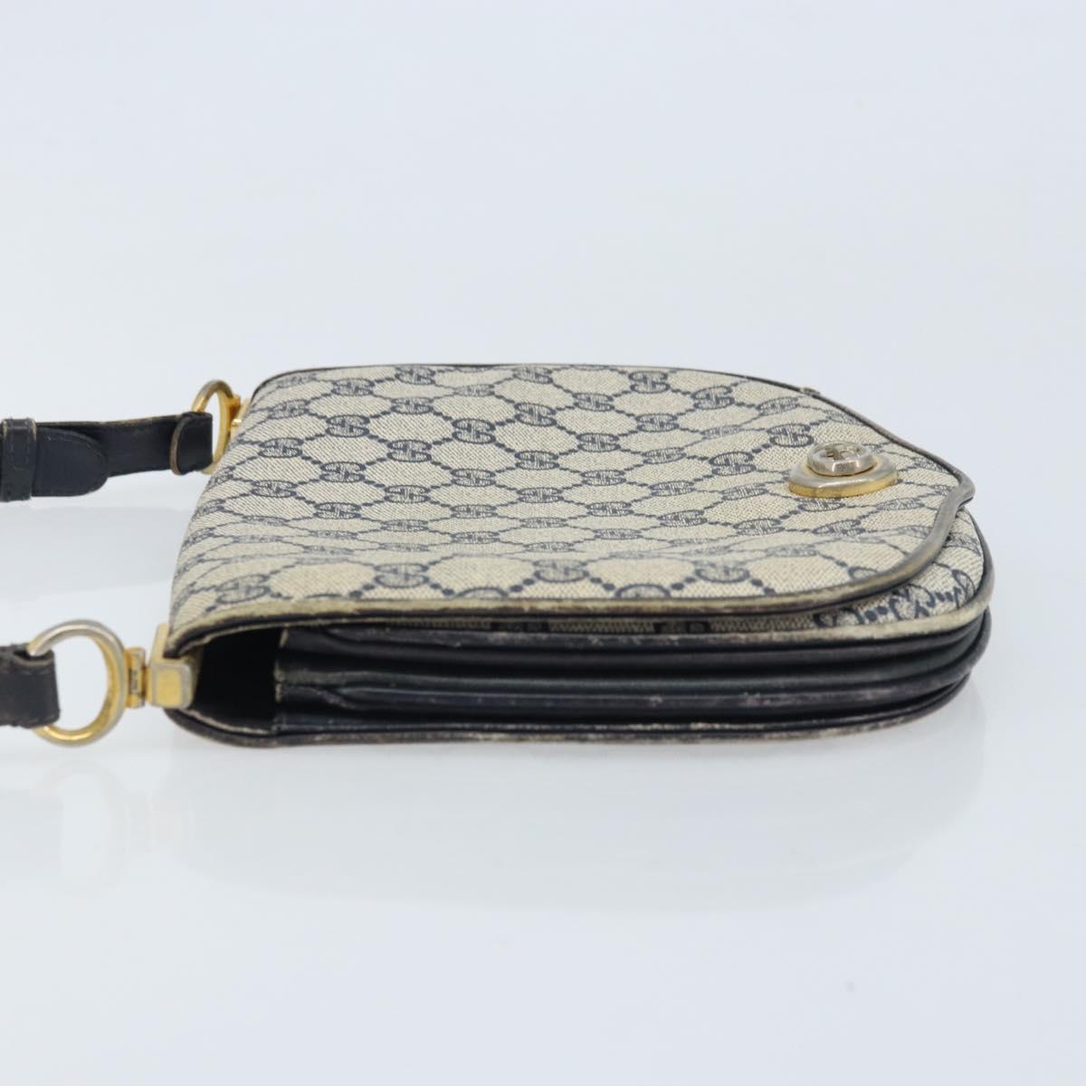 GUCCI GG Supreme Shoulder Bag PVC Navy Gold Auth ka3065