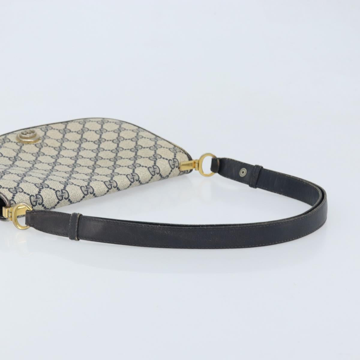 GUCCI GG Supreme Shoulder Bag PVC Navy Gold Auth ka3065