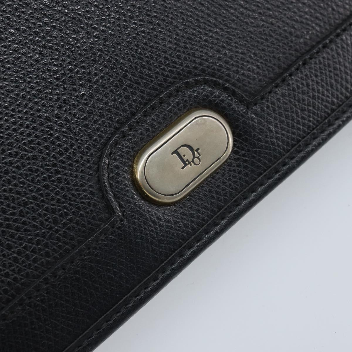 Christian Dior Honeycomb Canvas Chain Bag Leather Black Gold Auth ka3067