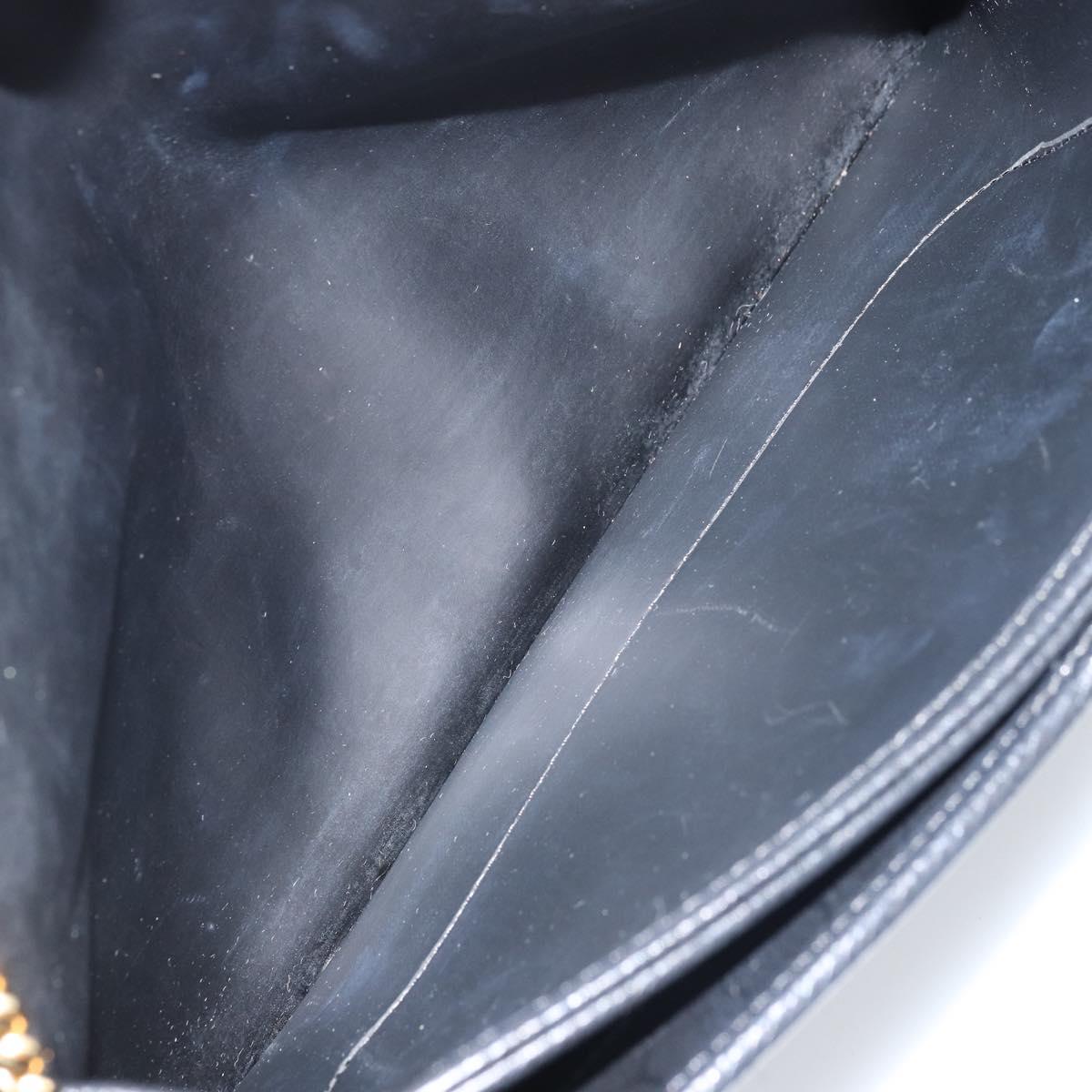 Christian Dior Honeycomb Canvas Chain Bag Leather Black Gold Auth ka3067