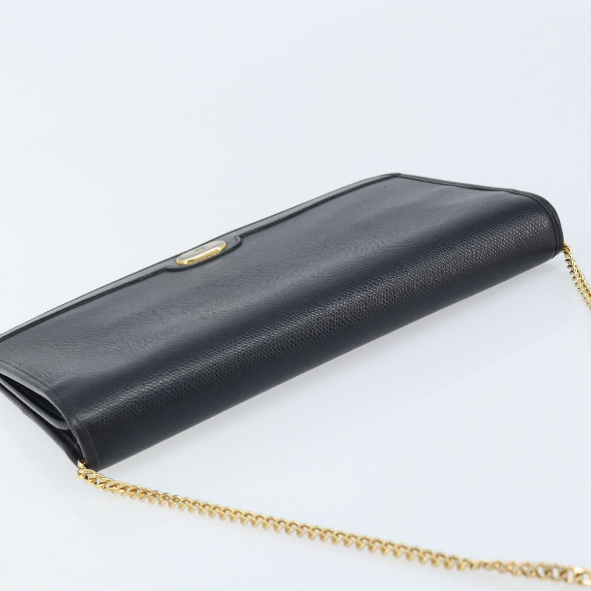 Christian Dior Honeycomb Canvas Chain Bag Leather Black Gold Auth ka3067