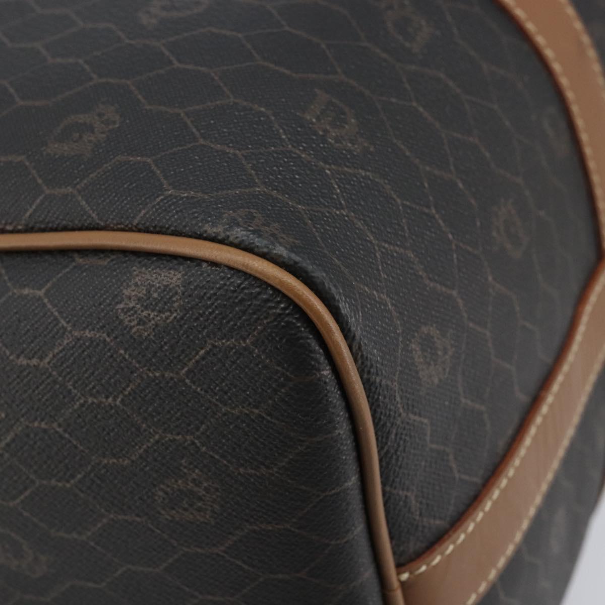 Christian Dior Honeycomb Canvas Hand Bag PVC Black Gold Auth ka3068A