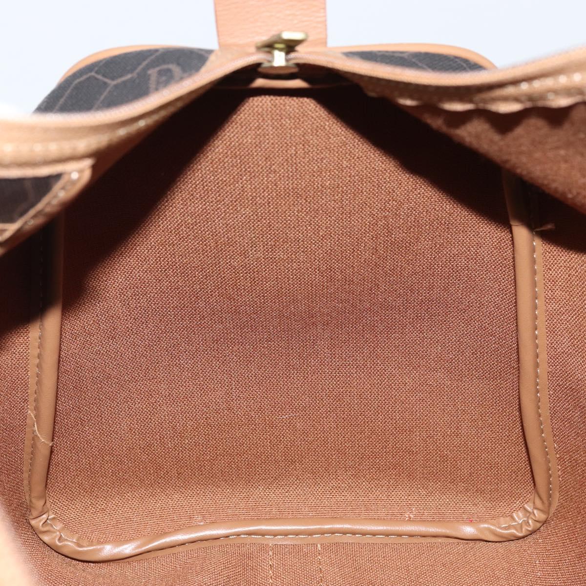 Christian Dior Honeycomb Canvas Hand Bag PVC Black Gold Auth ka3068A