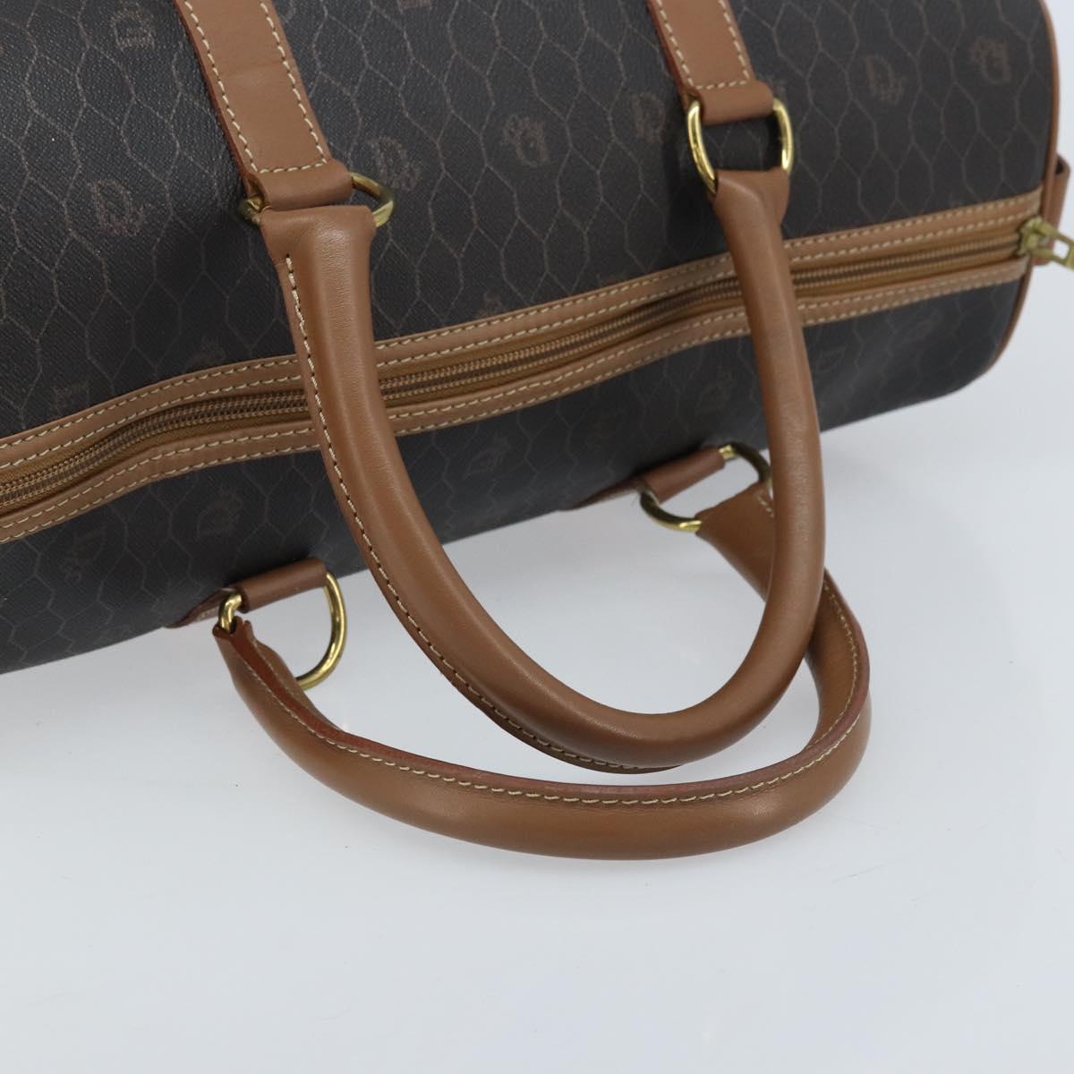 Christian Dior Honeycomb Canvas Hand Bag PVC Black Gold Auth ka3068A