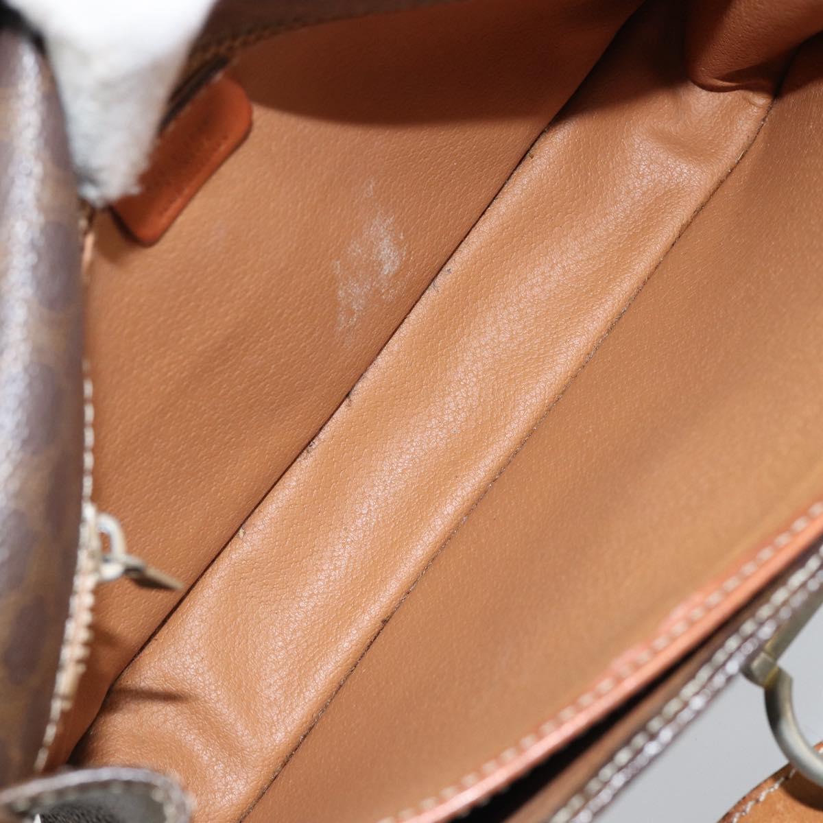 CELINE Macadam Canvas Shoulder Bag PVC Leather Brown Gold Auth ka3071