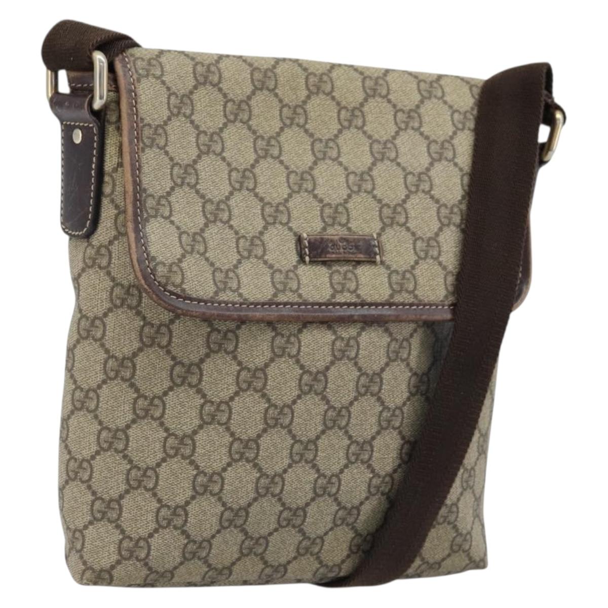GUCCI GG Supreme Shoulder Bag PVC Gold Beige 223666 Auth ka3073A
