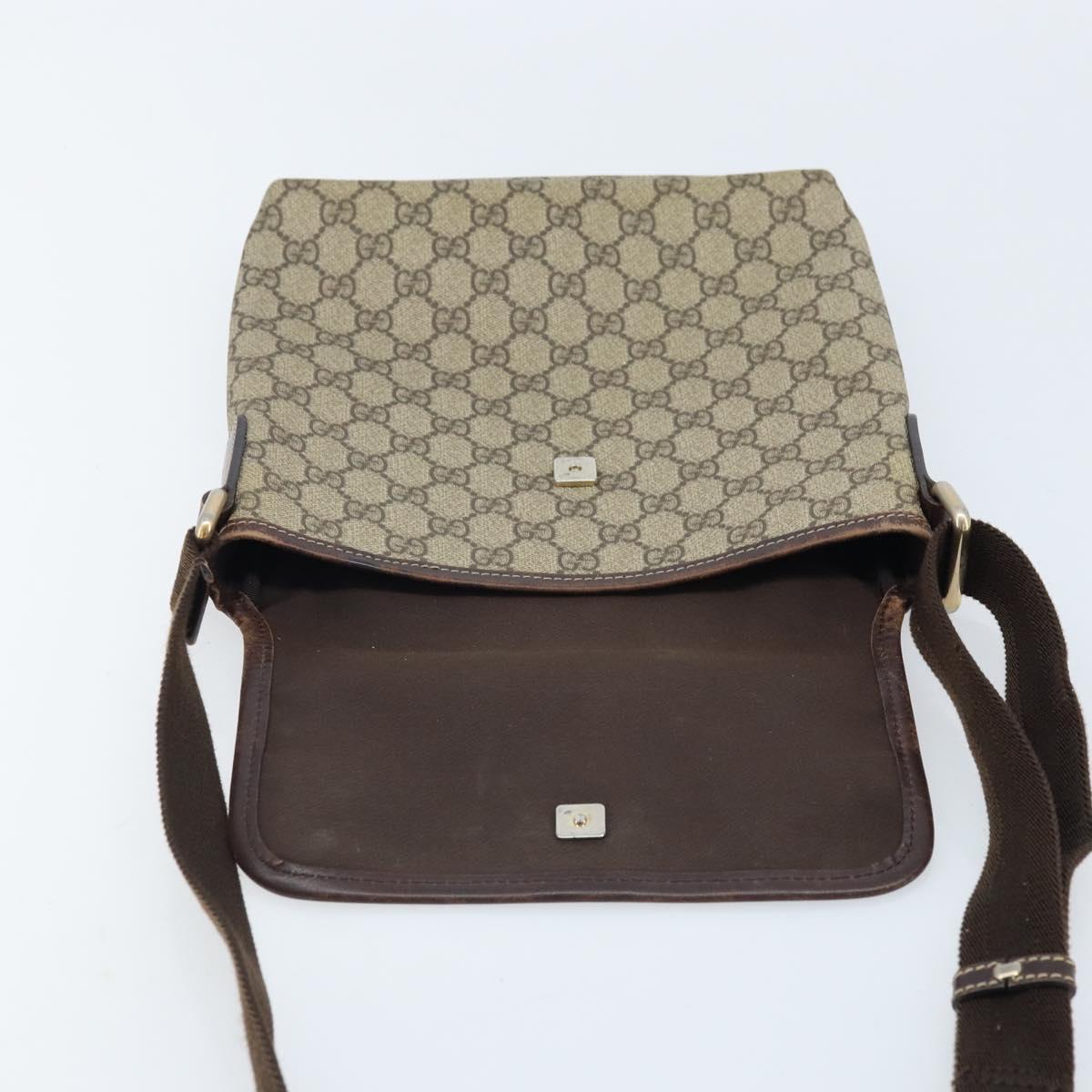 GUCCI GG Supreme Shoulder Bag PVC Gold Beige 223666 Auth ka3073A