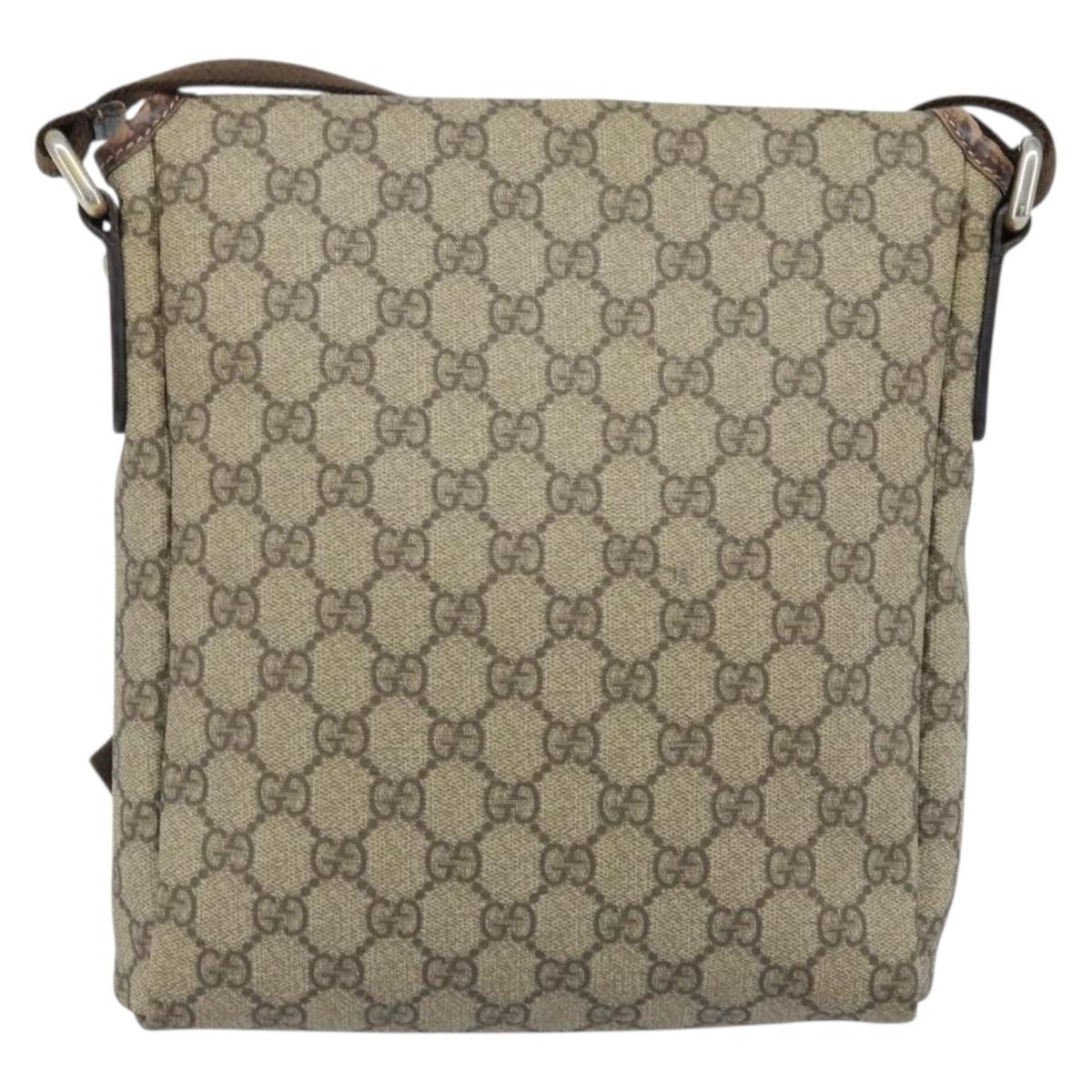 GUCCI GG Supreme Shoulder Bag PVC Gold Beige 223666 Auth ka3073A