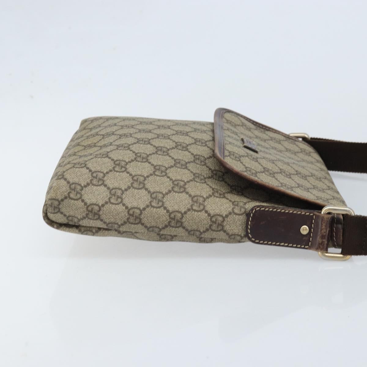 GUCCI GG Supreme Shoulder Bag PVC Gold Beige 223666 Auth ka3073A
