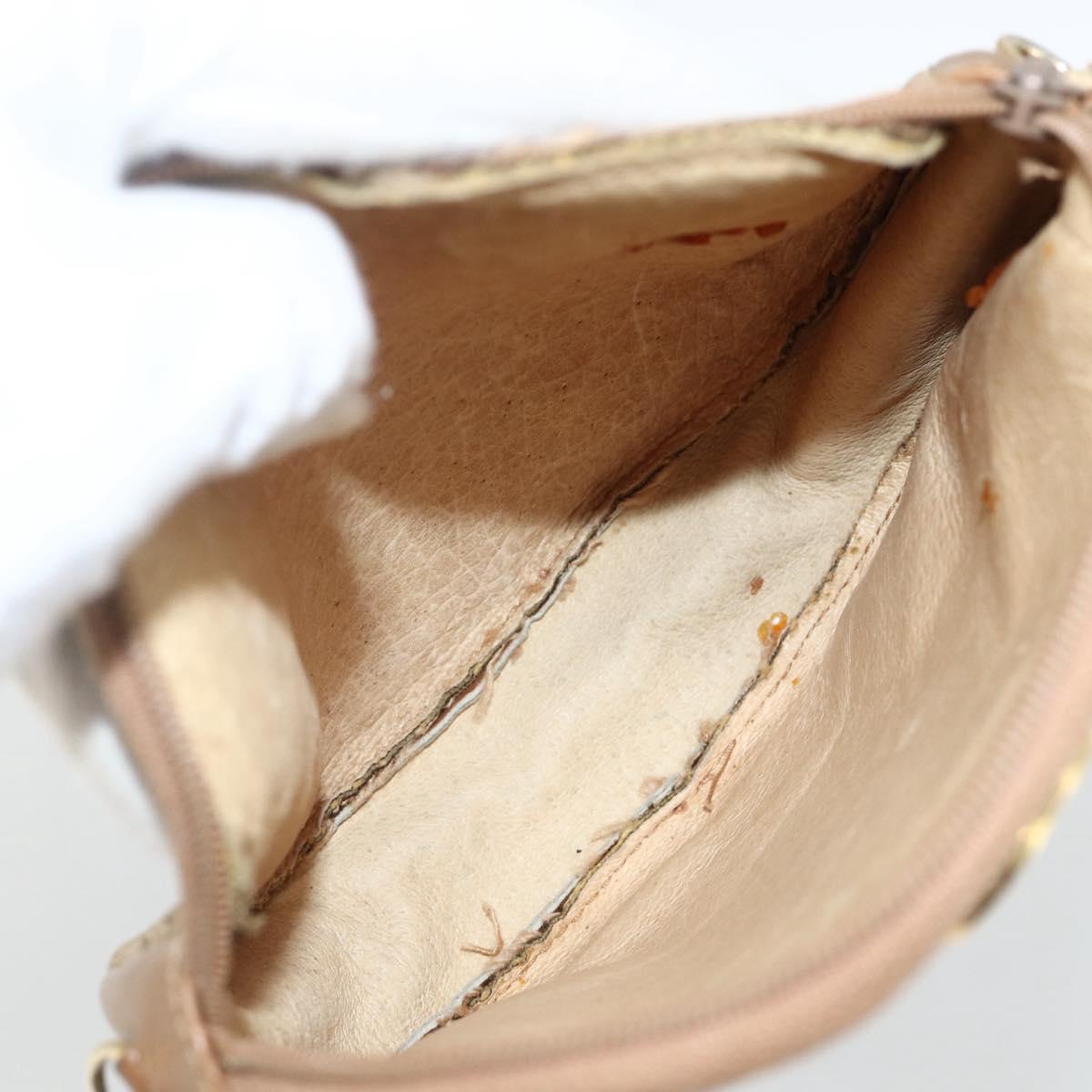 GUCCI Micro GG Canvas Shoulder Bag Beige Gold Auth ka3074