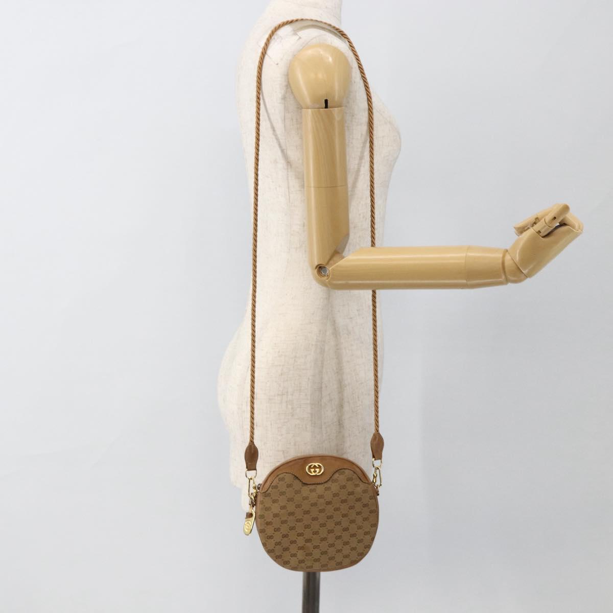 GUCCI Micro GG Canvas Shoulder Bag Beige Gold Auth ka3074