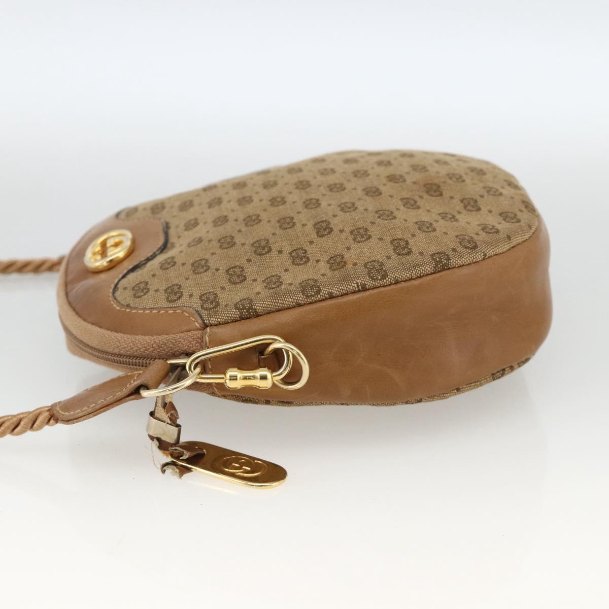 GUCCI Micro GG Canvas Shoulder Bag Beige Gold Auth ka3074