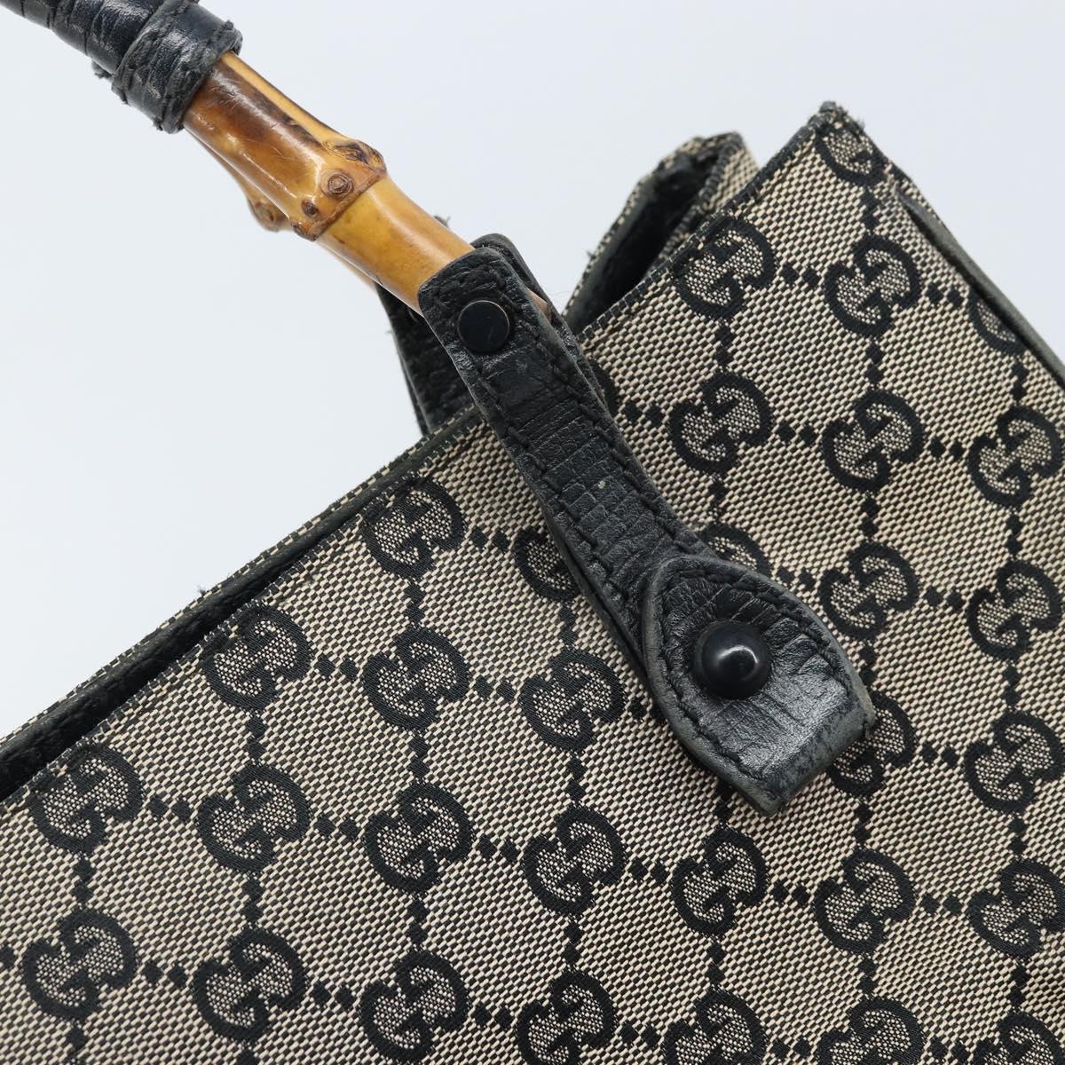 GUCCI GG Canvas Bamboo Hand Bag Beige 112530 Auth ka3079