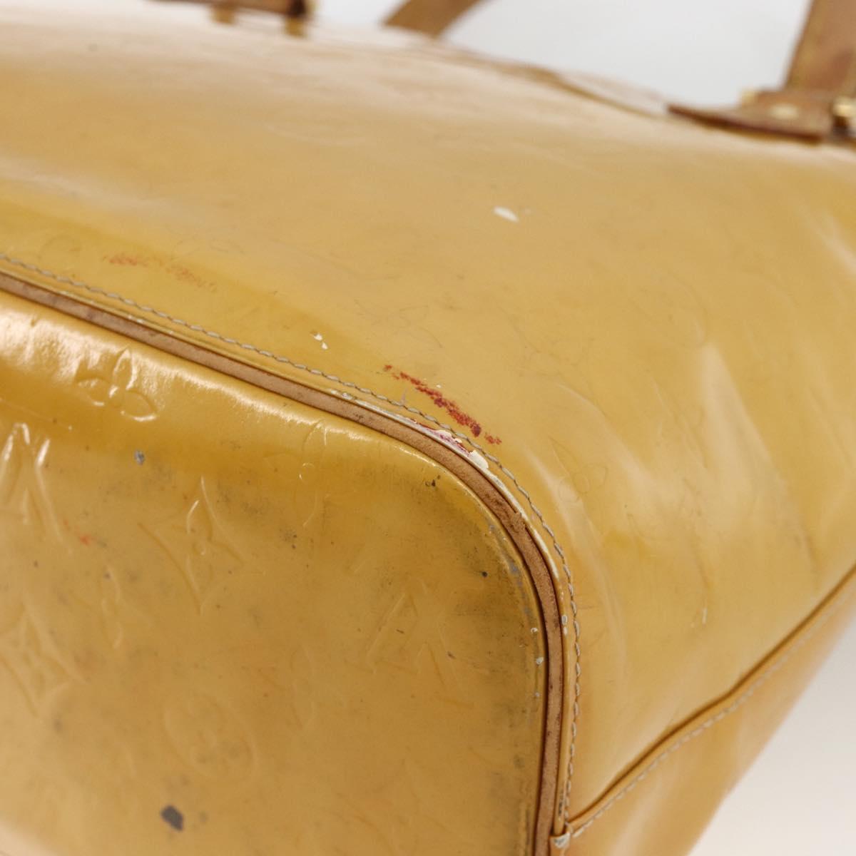 LOUIS VUITTON Monogram Vernis Houston Hand Bag Beige M91004 LV Auth ka3081