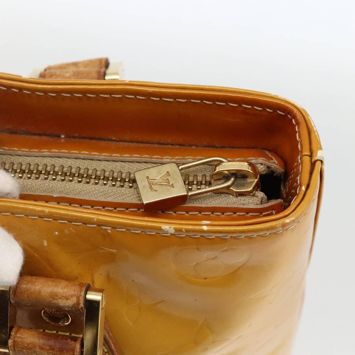 LOUIS VUITTON Monogram Vernis Houston Hand Bag Beige M91004 LV Auth ka3081