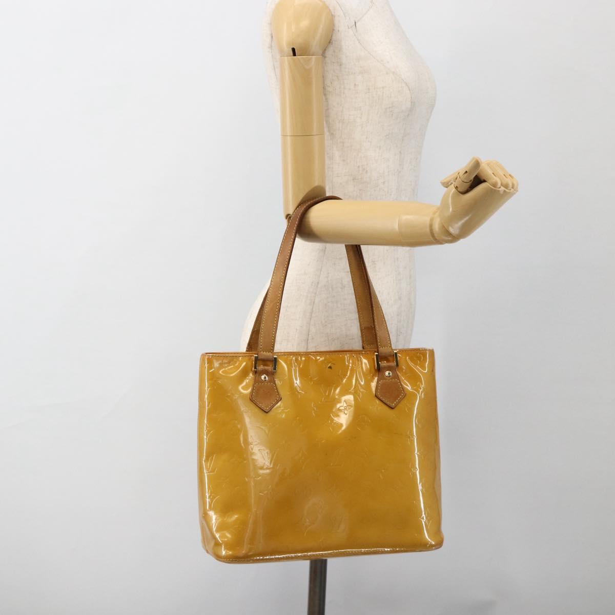 LOUIS VUITTON Monogram Vernis Houston Hand Bag Beige M91004 LV Auth ka3081