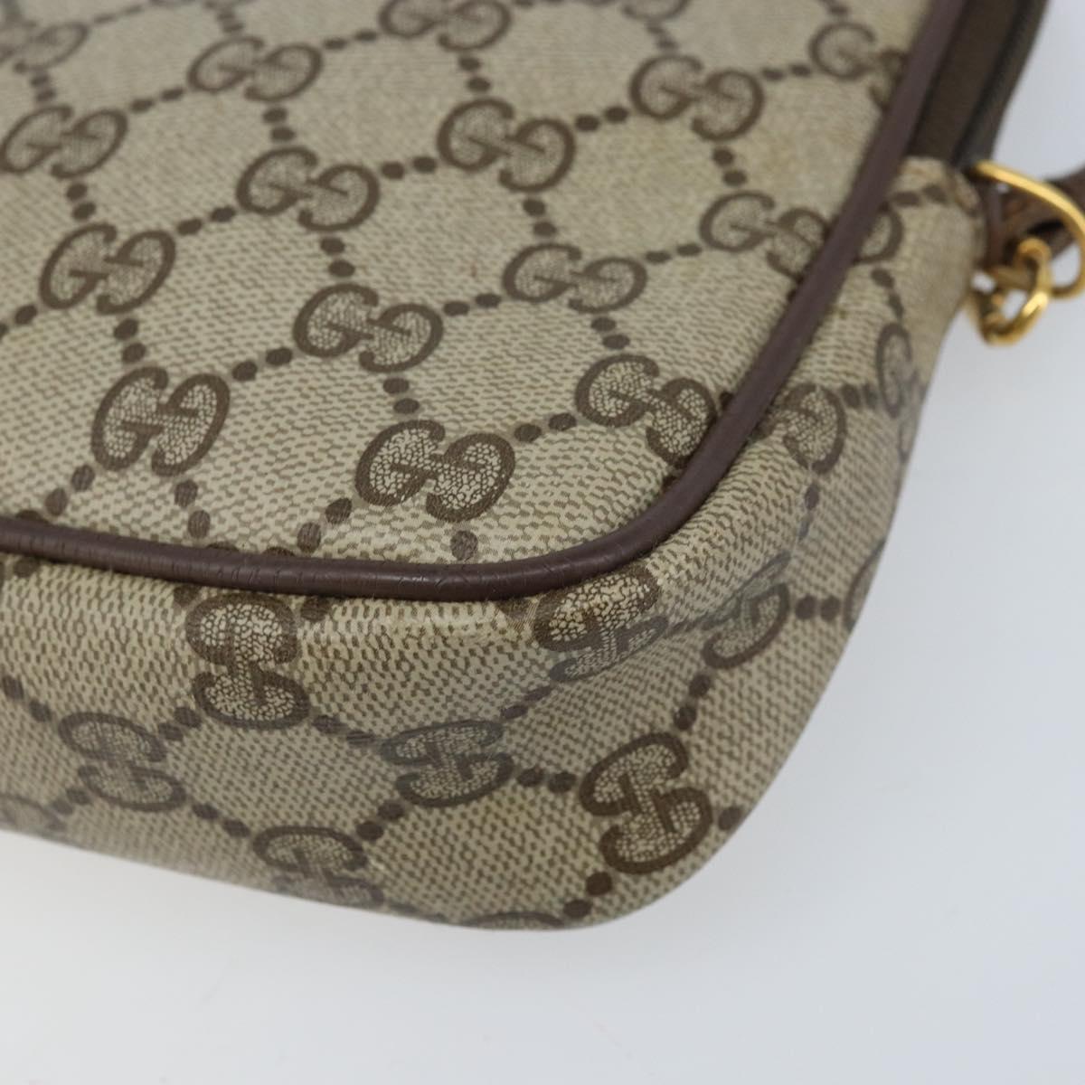 GUCCI GG Supreme Shoulder Bag PVC Beige Gold 97 02 068 Auth ka3083