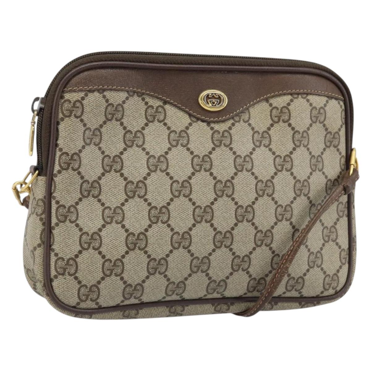 GUCCI GG Supreme Shoulder Bag PVC Beige Gold 97 02 068 Auth ka3083