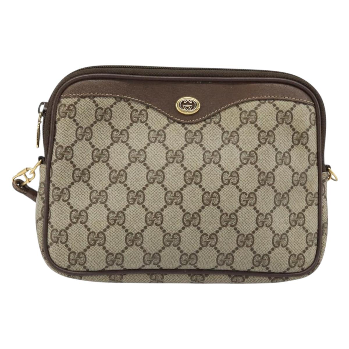 GUCCI GG Supreme Shoulder Bag PVC Beige Gold 97 02 068 Auth ka3083