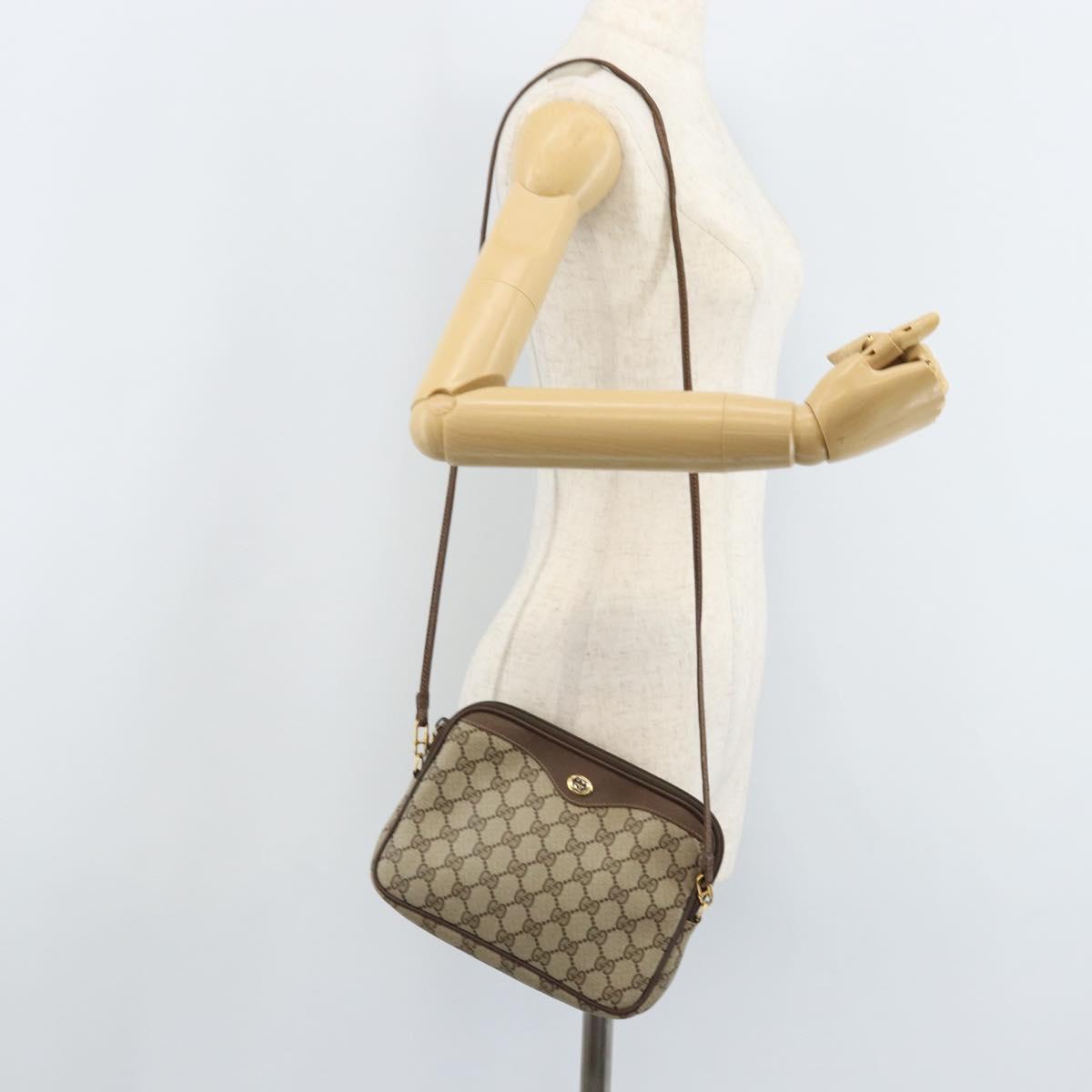 GUCCI GG Supreme Shoulder Bag PVC Beige Gold 97 02 068 Auth ka3083