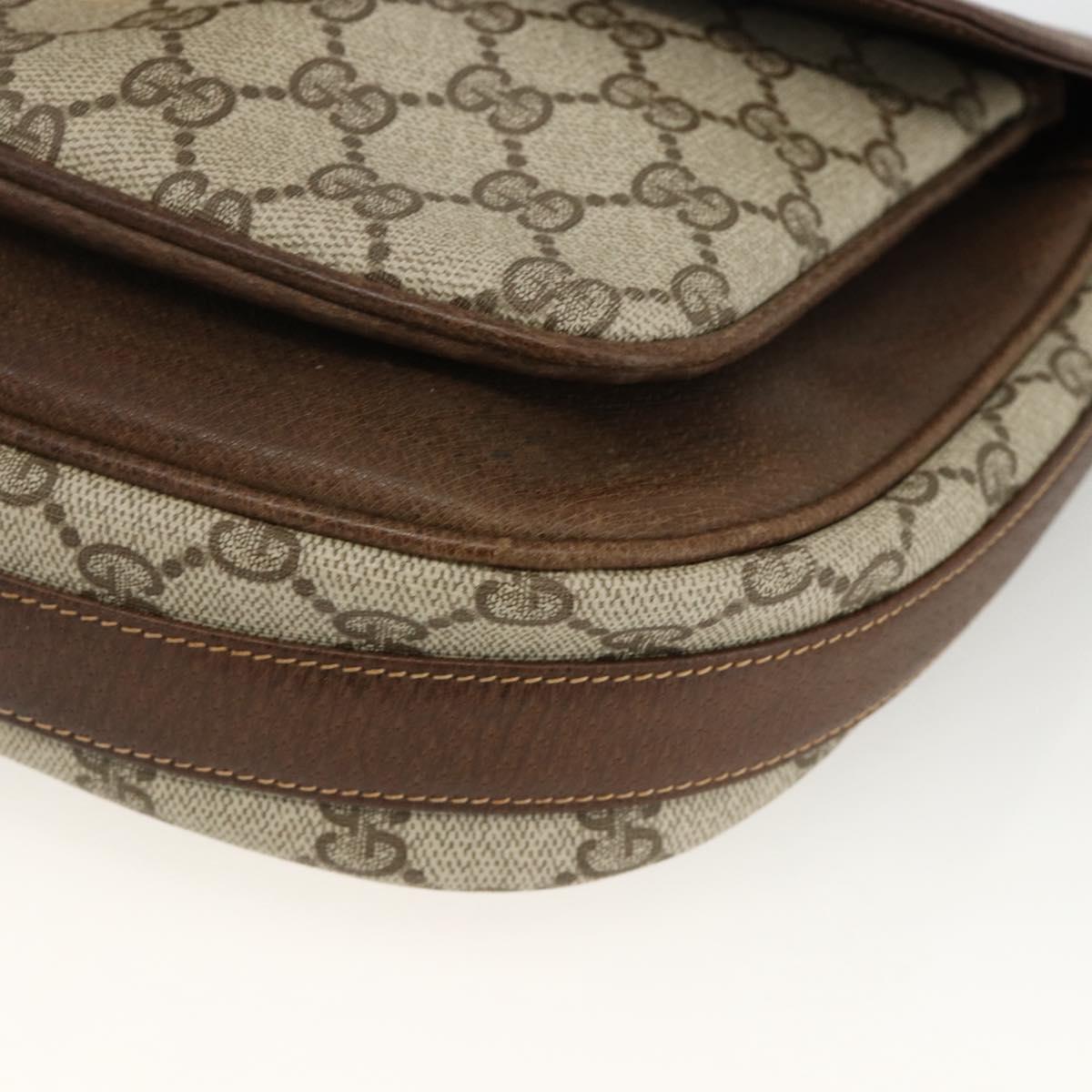 GUCCI GG Supreme Shoulder Bag PVC Gold Beige Auth ka3088