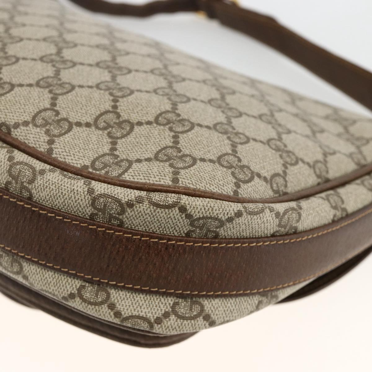 GUCCI GG Supreme Shoulder Bag PVC Gold Beige Auth ka3088