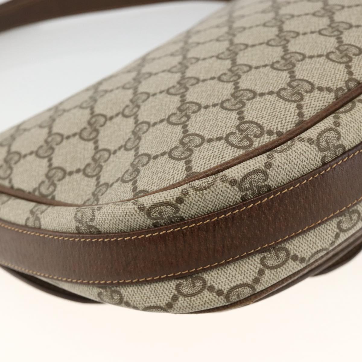 GUCCI GG Supreme Shoulder Bag PVC Gold Beige Auth ka3088