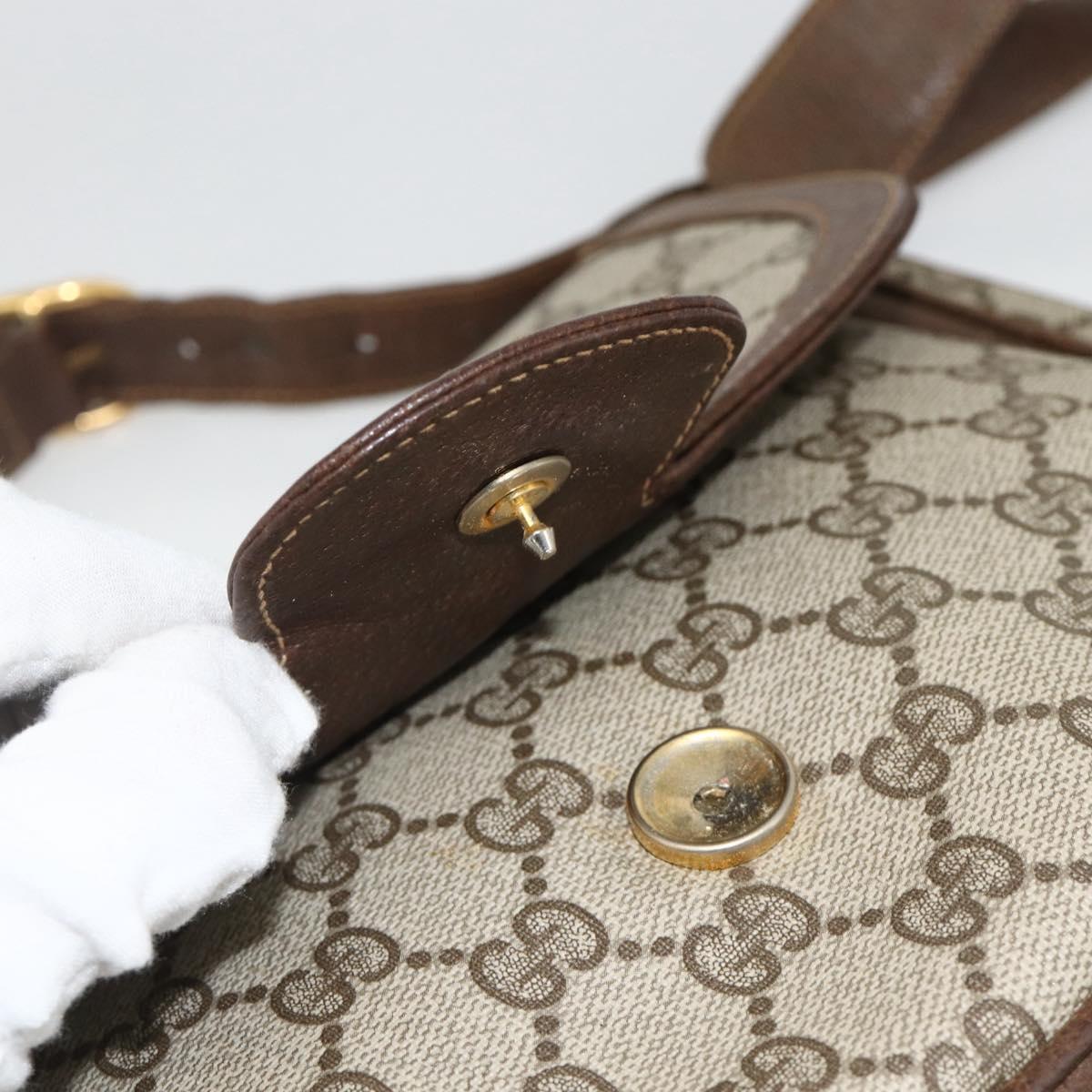 GUCCI GG Supreme Shoulder Bag PVC Gold Beige Auth ka3088