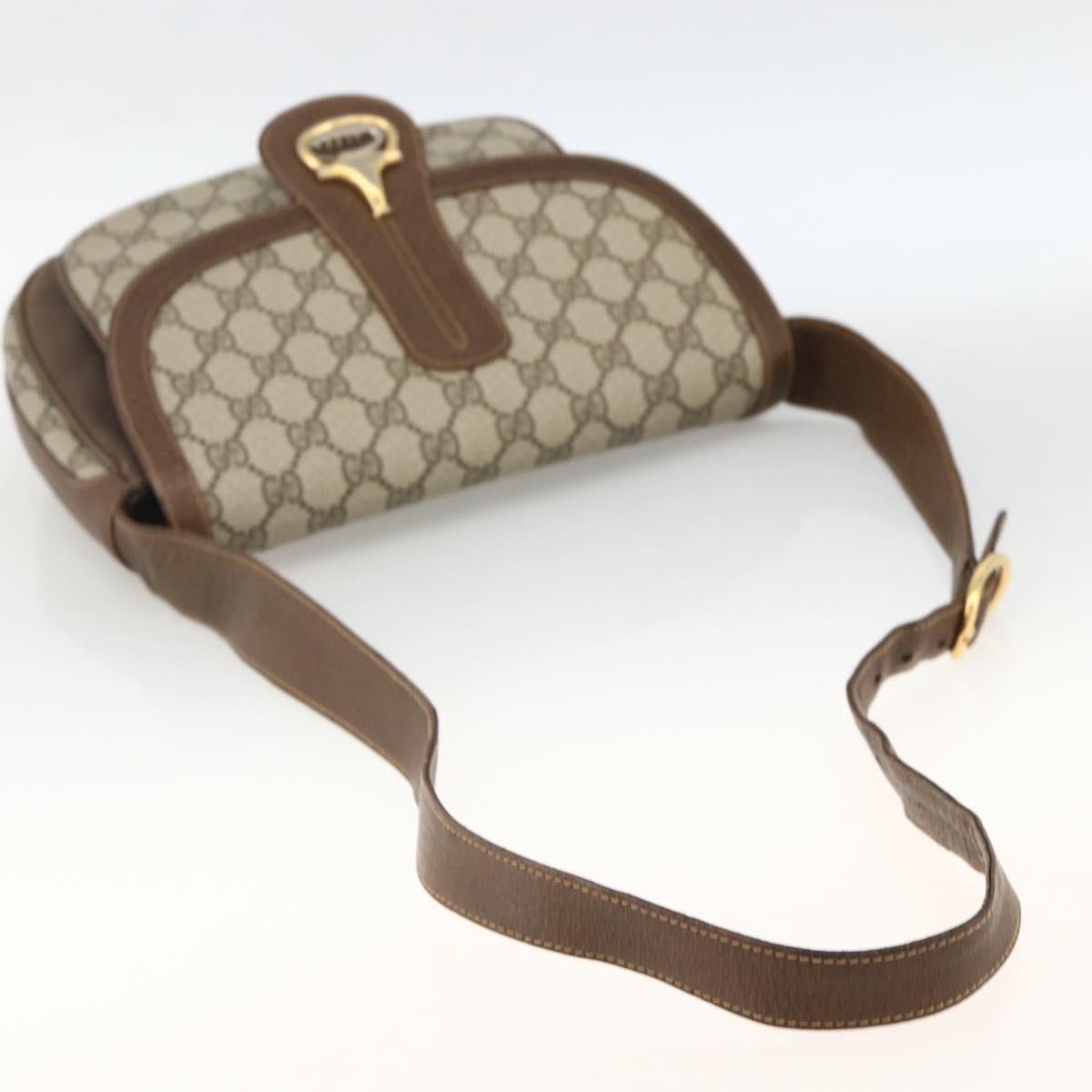 GUCCI GG Supreme Shoulder Bag PVC Gold Beige Auth ka3088
